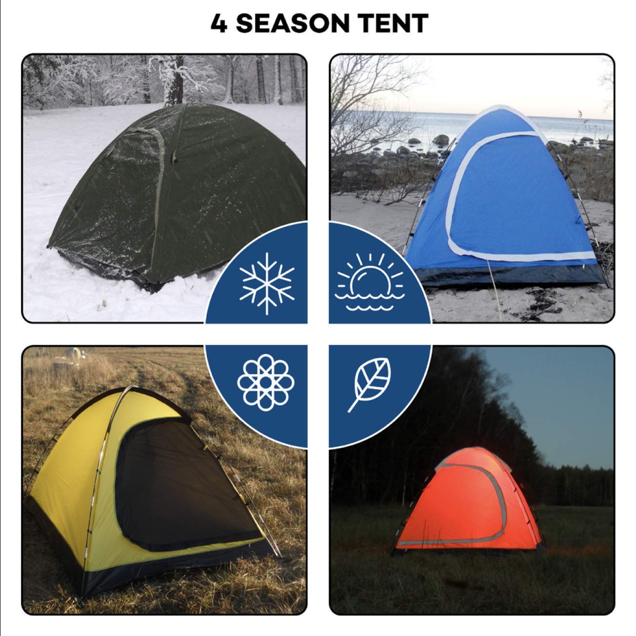 2 Person Tent - Waterproof & Windproof 4 Season Camping Tent for Backpacking, Hiking & Outdoor Adventures - Lightweight & Easy Setup - Perfect for Couples or Solo Campers - Ideal for Mountain, Forest & Beach Camping