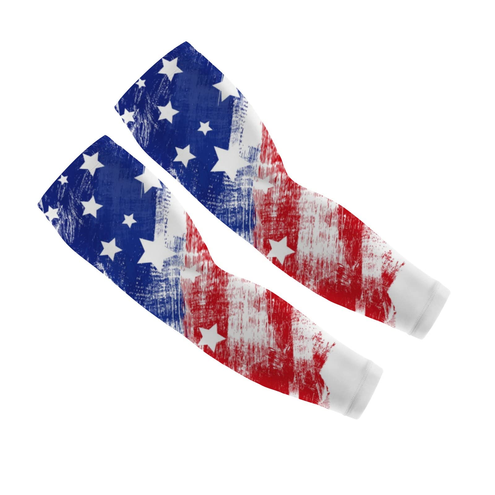 Cooling Arm Sleeves for Men & Women - USA Flag Pattern UV Sun Protection Sports Sleeve Covers (S-XXL) - Ideal for Running, Cycling, Basketball & Outdoor Activities
