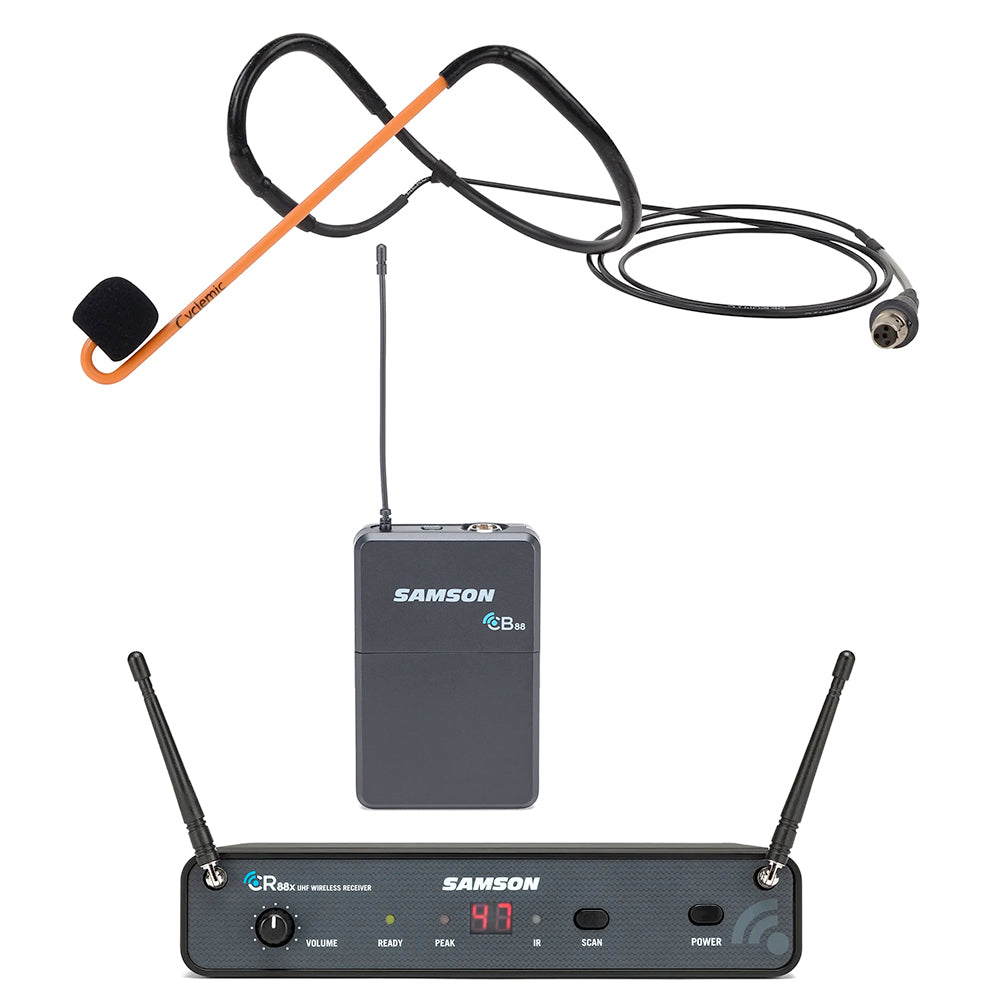 Samson Concert 88 Professional Wireless Microphone System with Aeromic/Cyclemic Headset - Ideal for Live Performances, Fitness Instructors & Public Speaking