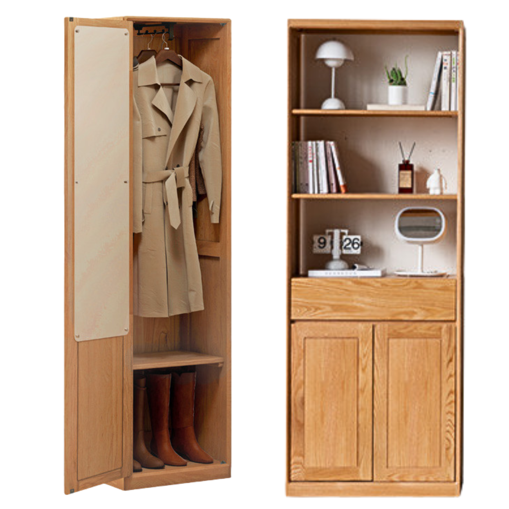 20.5x13.8x74.8 inch / 52x35x190сm / Natural Wood Color /  entrance cabinet + entrance cabinet