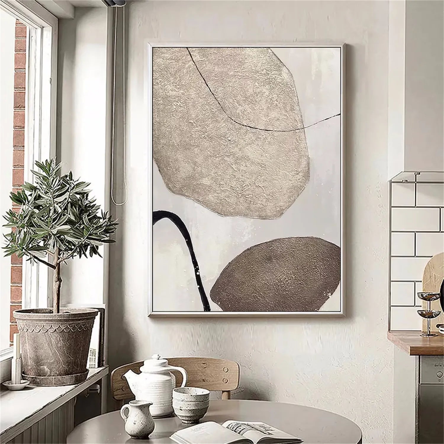 Abstract Tranquility Art Painting - Modern Wall Decor for Living Room, Bedroom & Office - Handmade Canvas Artwork #WS161