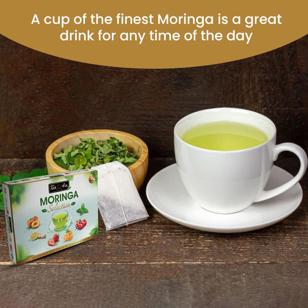 Organic Moringa Oleifera Energy Tea Bags - 25 Count, Natural Flavorful Blended Herbal Tea with Freshness & Distinct Taste | Boost Energy, Focus & Wellness | Perfect for Morning, Afternoon & Office Use