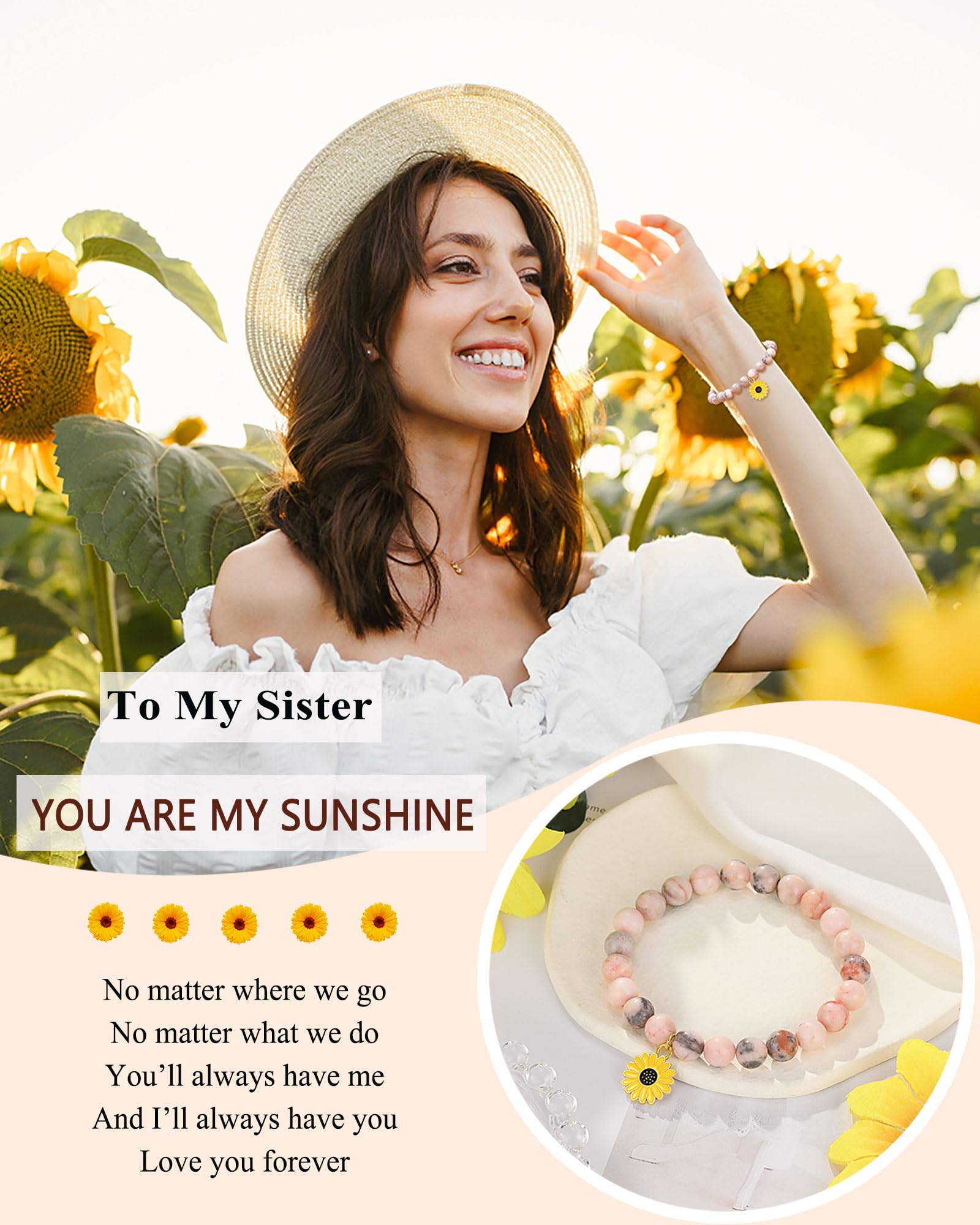 UPROMI Sunflower Bracelet for Women - Dainty Floral Jewelry Gift for Mom, Daughter, Sister - Perfect for Mother's Day, Birthday, Graduation - Ideal for Everyday Wear, Special Occasions & Gift Giving