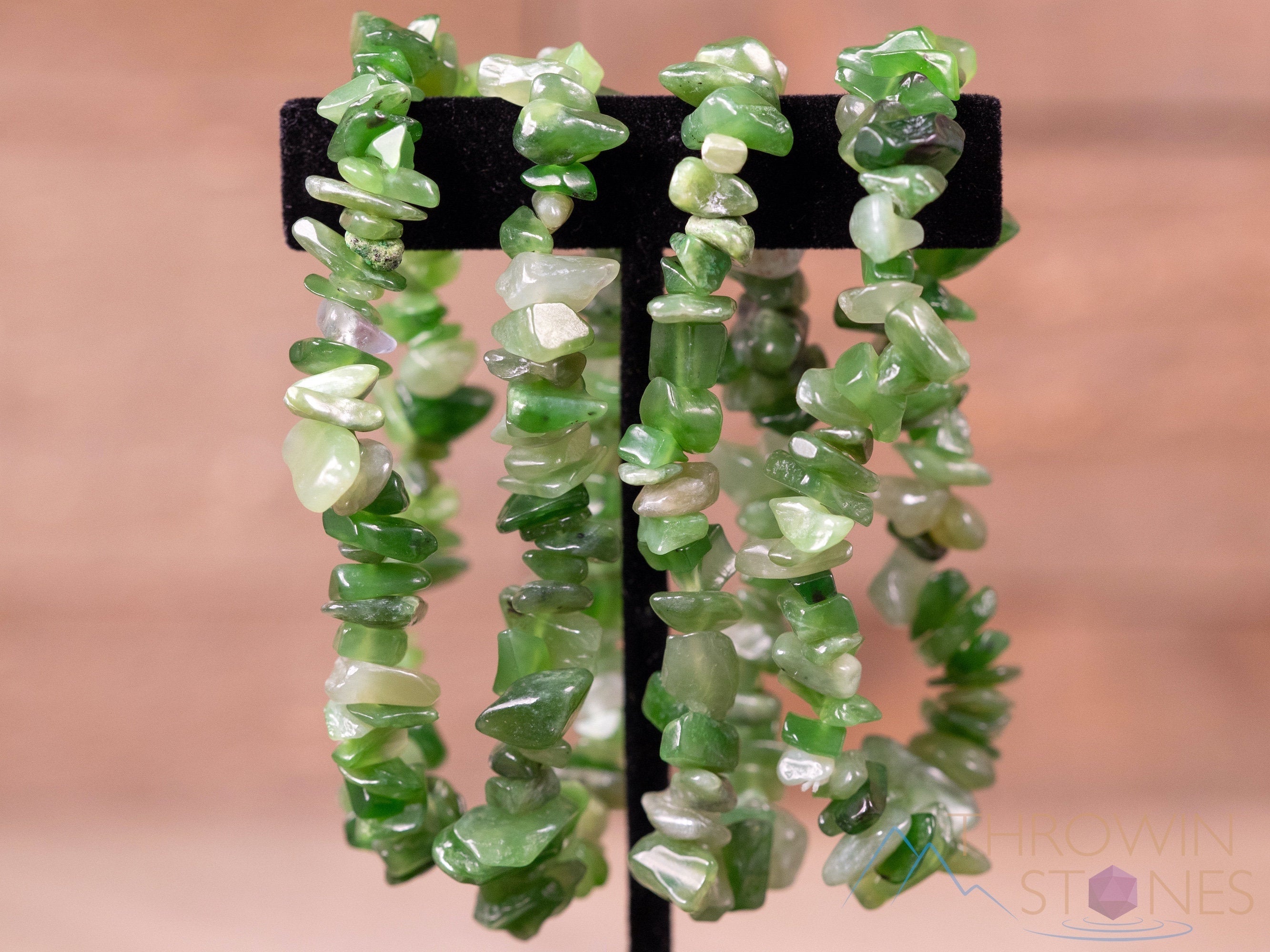 Natural Nephrite Jade Beaded Bracelet - Handmade Healing Crystal Chip Beads Bracelet for Women, E1768 | Spiritual Healing, Meditation, Energy Balancing & Fashion Accessory