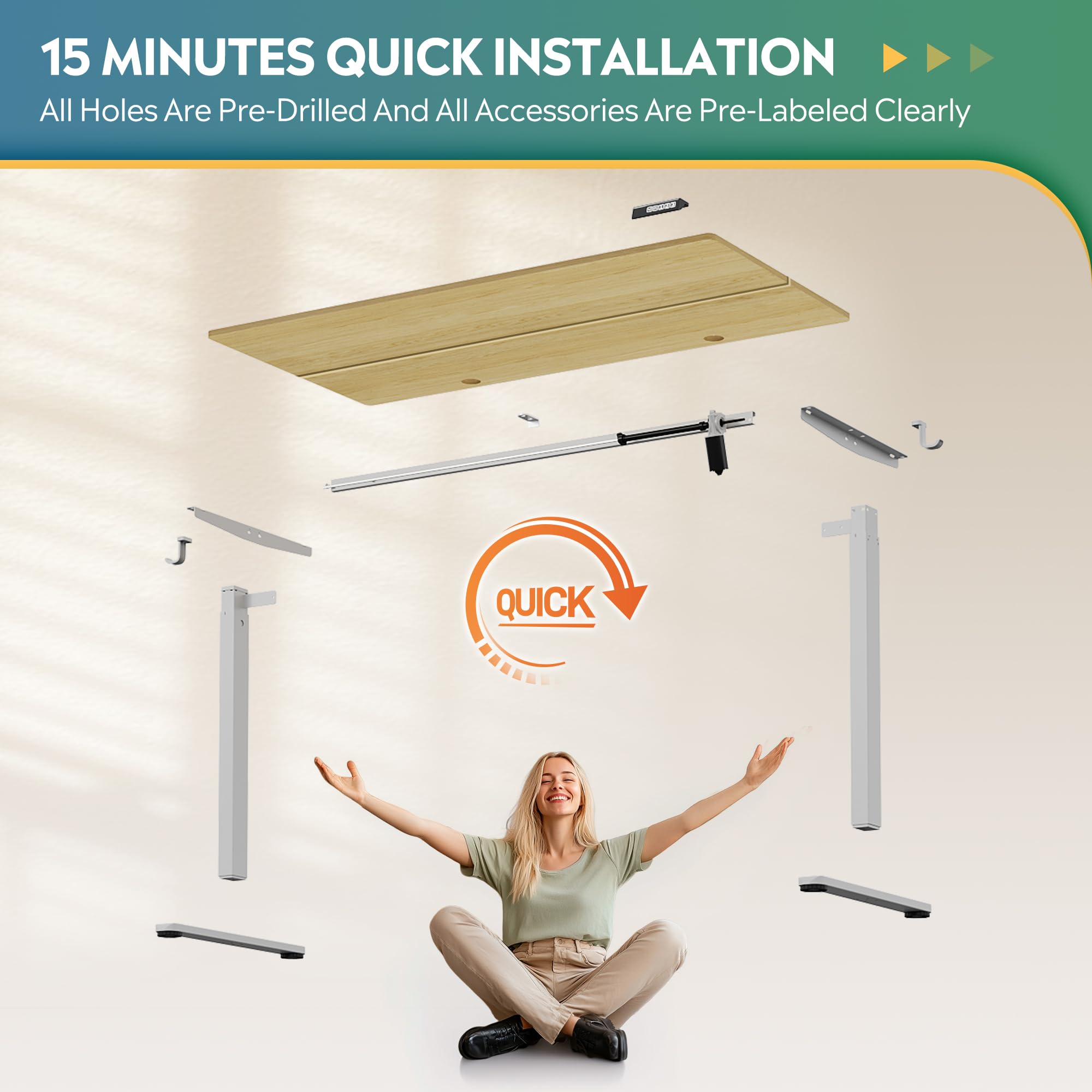 DEVAISE 48 x 24 Inch Electric Adjustable Height Standing Desk with 3 Memory Presets - Sit Stand Computer Desk for Home Office, Ergonomic Workstation with Headphone Hook in Maple Finish - Perfect for Remote Work & Gaming Setup
