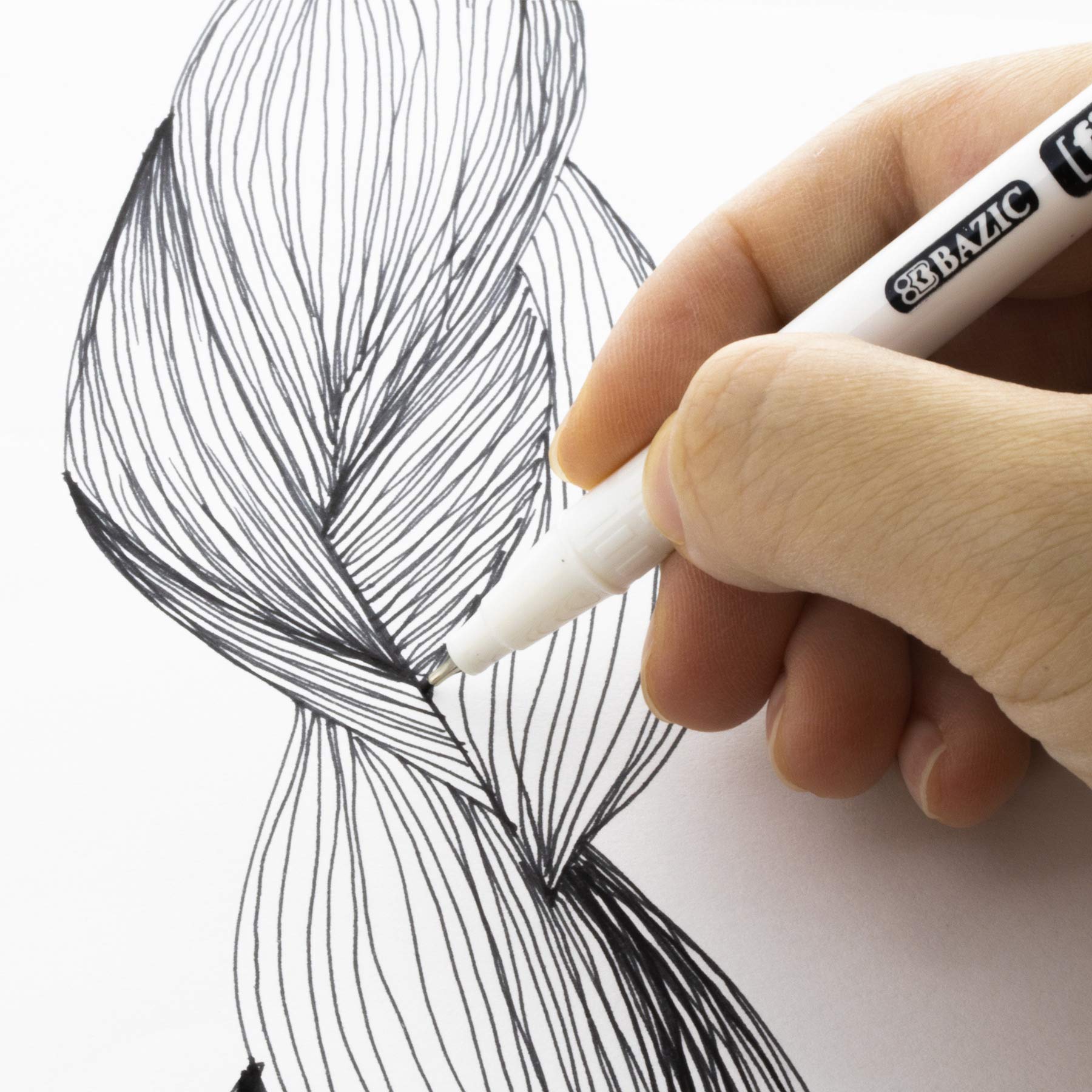 BAZIC Fiero 0.4mm Extra Fine Fiber Tip Pens - 144-Pack of Fineliner Drawing Pens for Graphic Design, Office & School Use - Perfect for Sketching, Note-Taking & Bullet Journaling