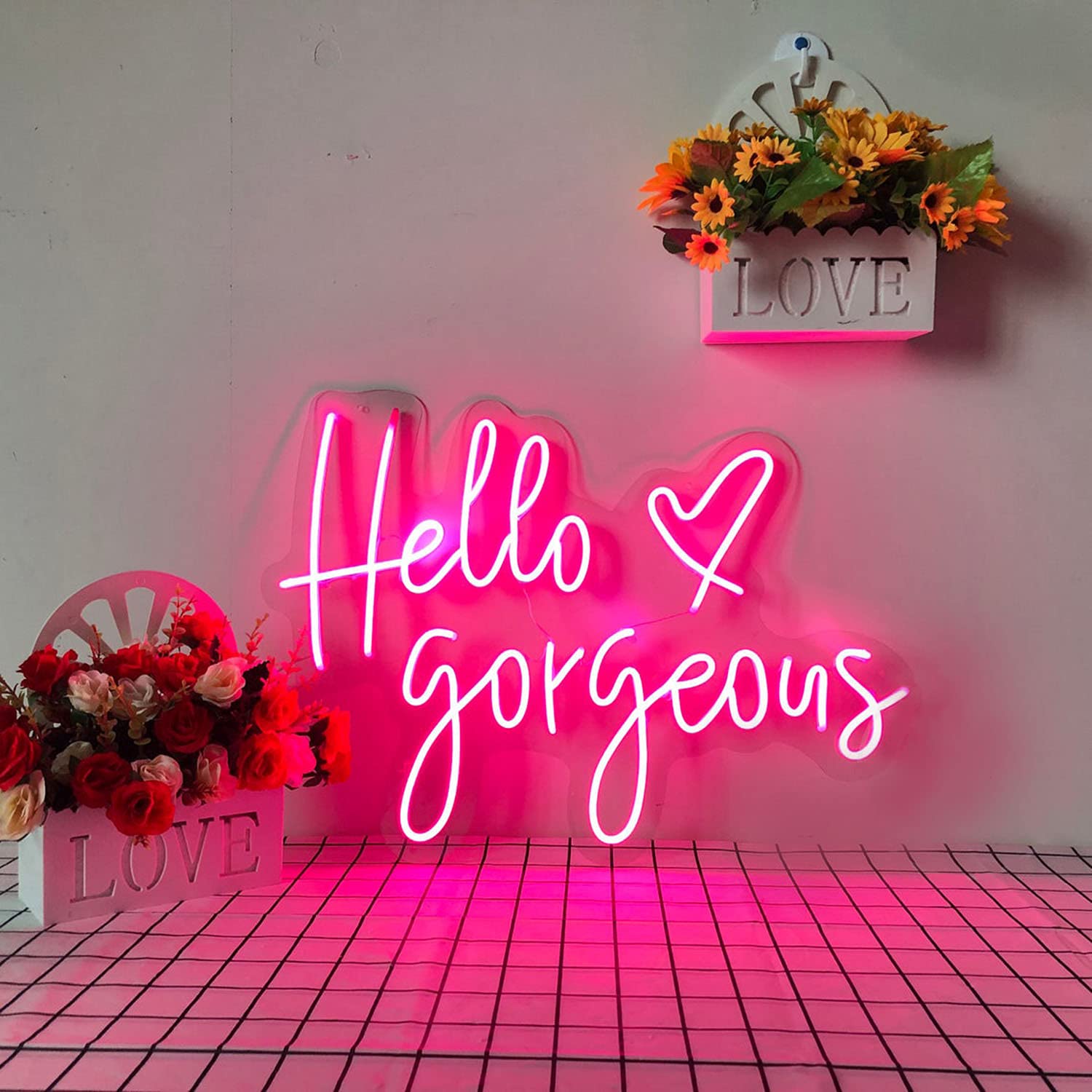 Hello Gorgeous Neon Sign Light - Custom Wall Art Decor for Home, Bar, Pub, Club & Party | Perfect Gift for Christmas, Birthday & Housewarming | Bedroom, Living Room, Office & Wedding Decoration
