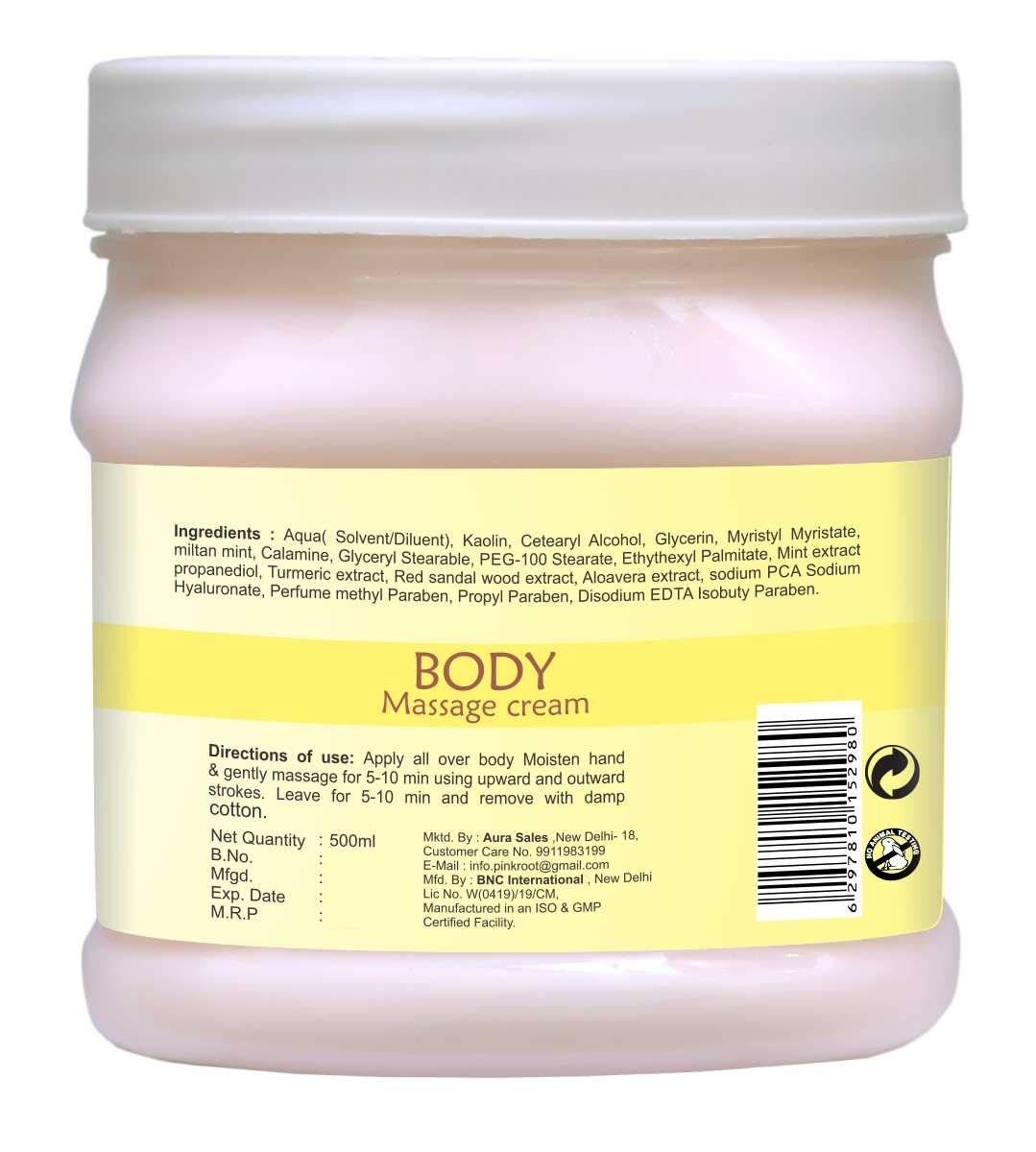 Pink Root & Neem Body Massage Cream Set - 500gm Each for Relaxation & Skin Care | Perfect for Spa, Home Massage & Moisturizing