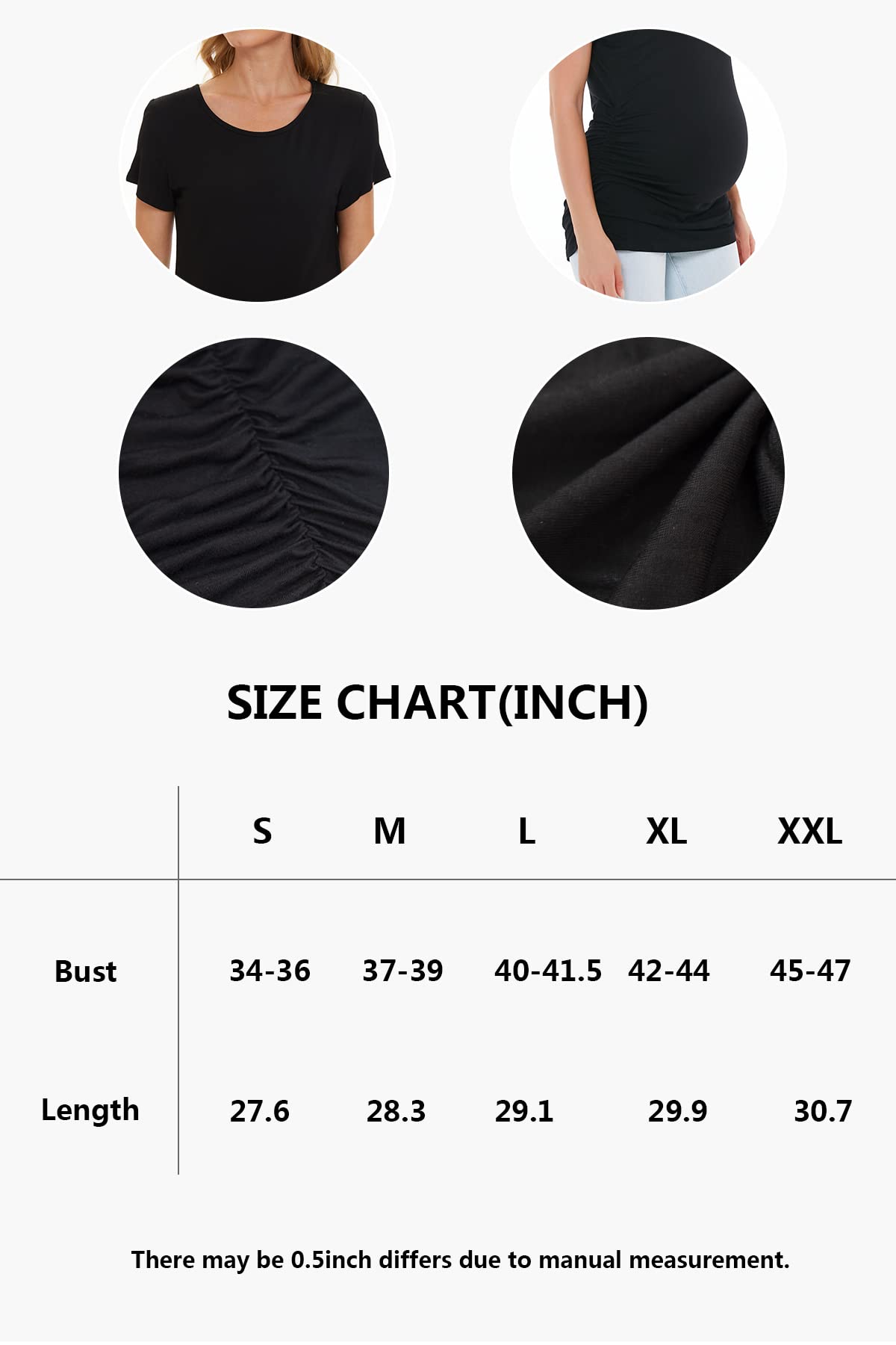 Smallshow Women's Maternity Shirt - Stretchy Side Ruched Pregnancy Top for Summer | Comfortable Nursing & Casual Wear for Expecting Moms (Office, Outing, Maternity Photos)