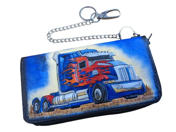 Transformers Decepticons Autobots 3D Genuine Leather Wallet for Men - Hand-Carved & Hand-Painted Biker Long Wallet - Custom Personalized Leather Carving Gift for Fans, Collectors & Motorcycle Riders