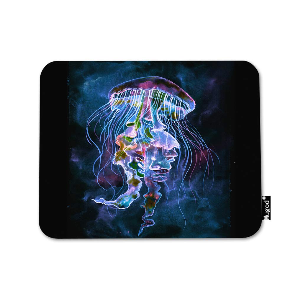 Non-Slip Jellyfish Mouse Pad with Rubber Base - Ocean Underwater Sea Life Design Gaming Mouse Mat for Computer, Laptop, PC - Perfect for Office & Home Working (9.5x7.9 Inch) - Ideal for Gamers, Programmers & Office Professionals