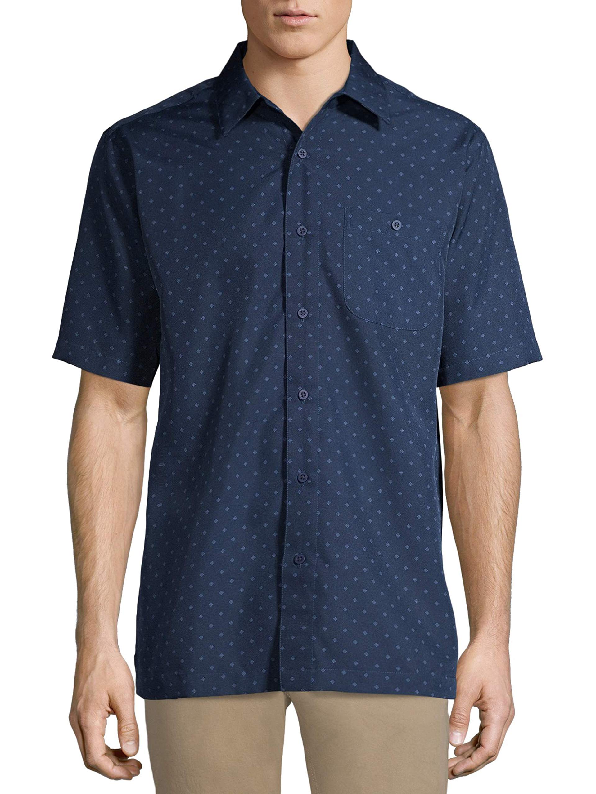 Men's & Big & Tall Short Sleeve Printed Microfiber Shirt - Lightweight Breathable Button Down for Summer, Casual Wear & Outdoor Activities