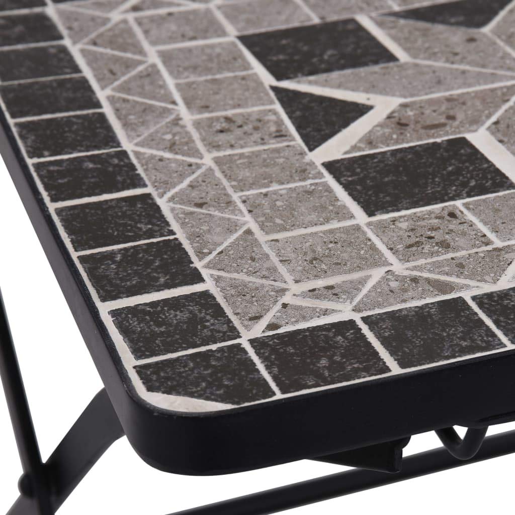 2-Pack Gray Mosaic Bistro Chairs - Metal Folding Outdoor Patio Furniture for Garden, Balcony & Backyard | Weather-Resistant Dining Seating for Restaurants, Cafes & Home Decor