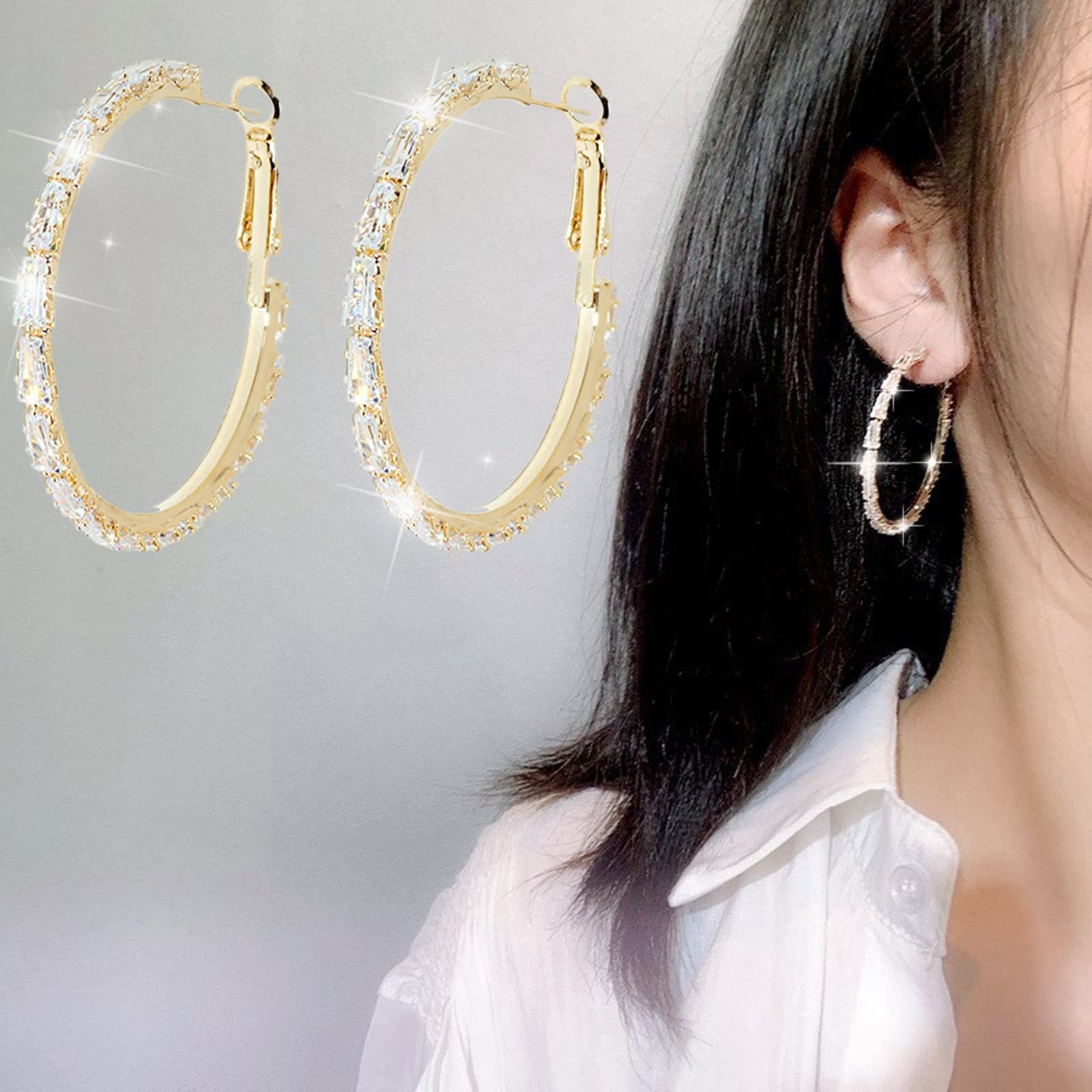 Big Hoop Earrings for Women - Bohemian Sparkle Rhinestone Wrapped Dangle Huggie Earrings | Christmas & Birthday Gift Idea | Perfect for Parties, Weddings & Date Nights