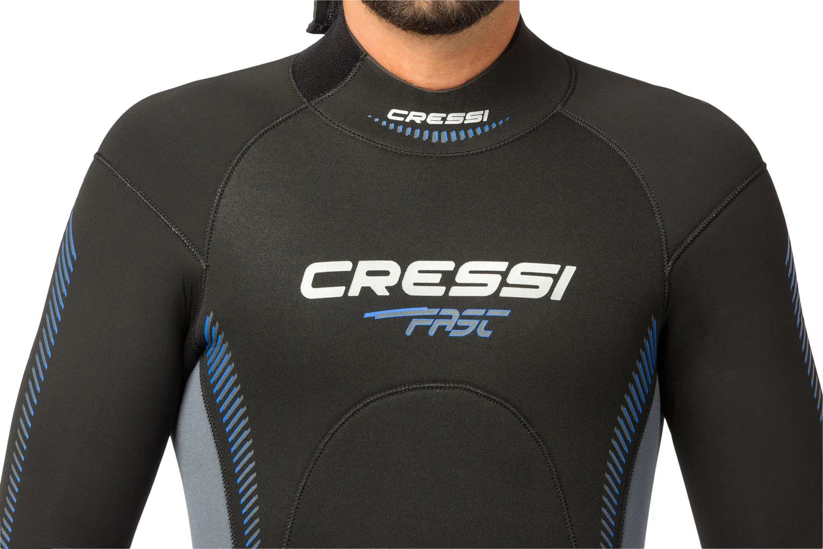 Cressi Fast Full Wetsuit for Scuba Diving & Spearfishing - 3mm Neoprene Thermal Protection for Men & Women - Perfect for Cold Water Surfing, Snorkeling & Water Sports
