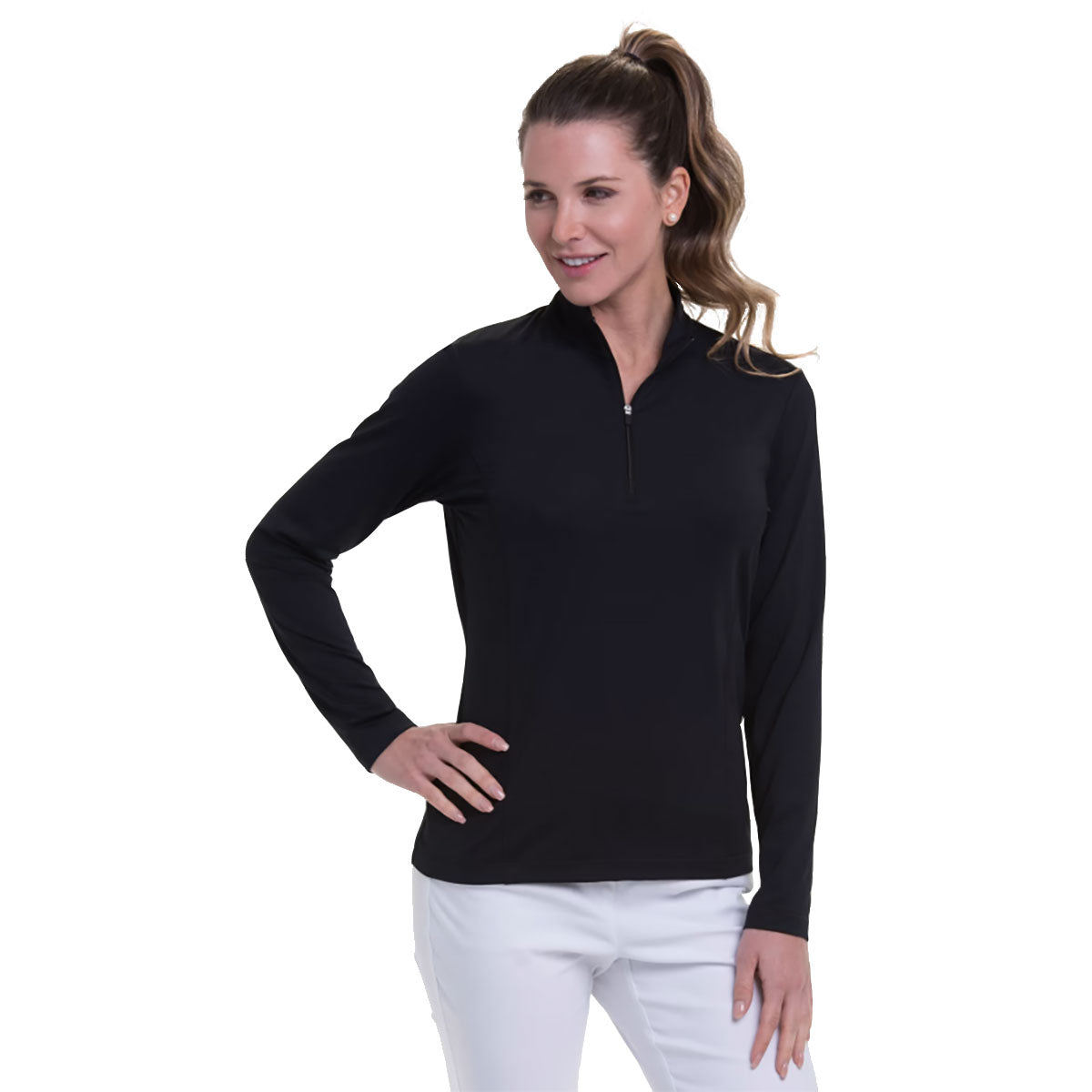 EP New York Women's Zip Mock Long Sleeve Golf Pullover - Stylish & Comfortable for Golf, Workout & Casual Wear