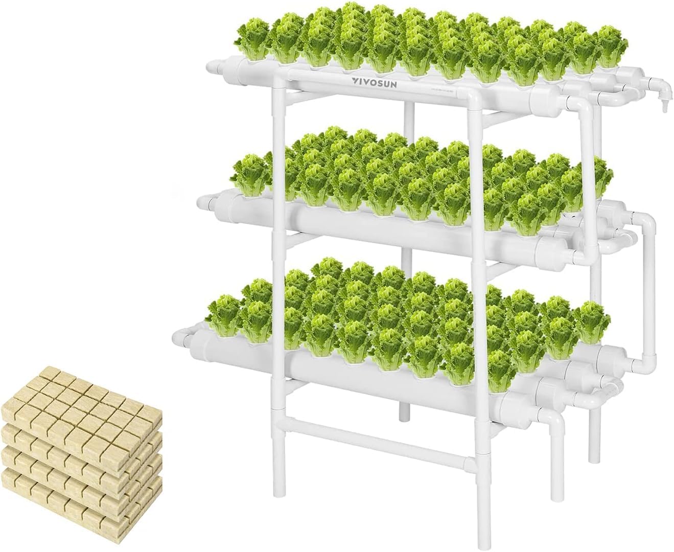 VIVOSUN 108-Site Hydroponic Growing System - 3-Tier 12 PVC-U Pipes Indoor Garden Kit with 1.6