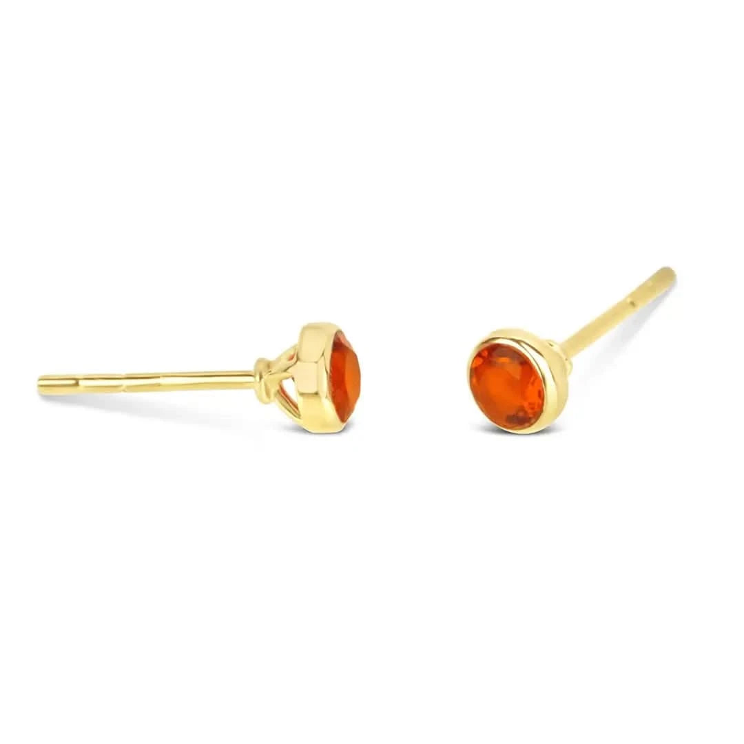 Natural Carnelian Mini Stud Earrings - 14K Gold Plated July Birthstone Jewelry for Women - Perfect for Gifts, Birthdays & Everyday Wear