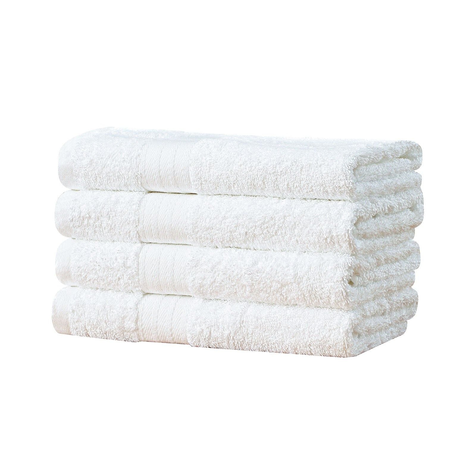 Premium 4-Piece Cotton Hand Towels Set by Linenland - Soft & Absorbent Bath Towels in White - Perfect for Bathroom, Spa & Guest Use