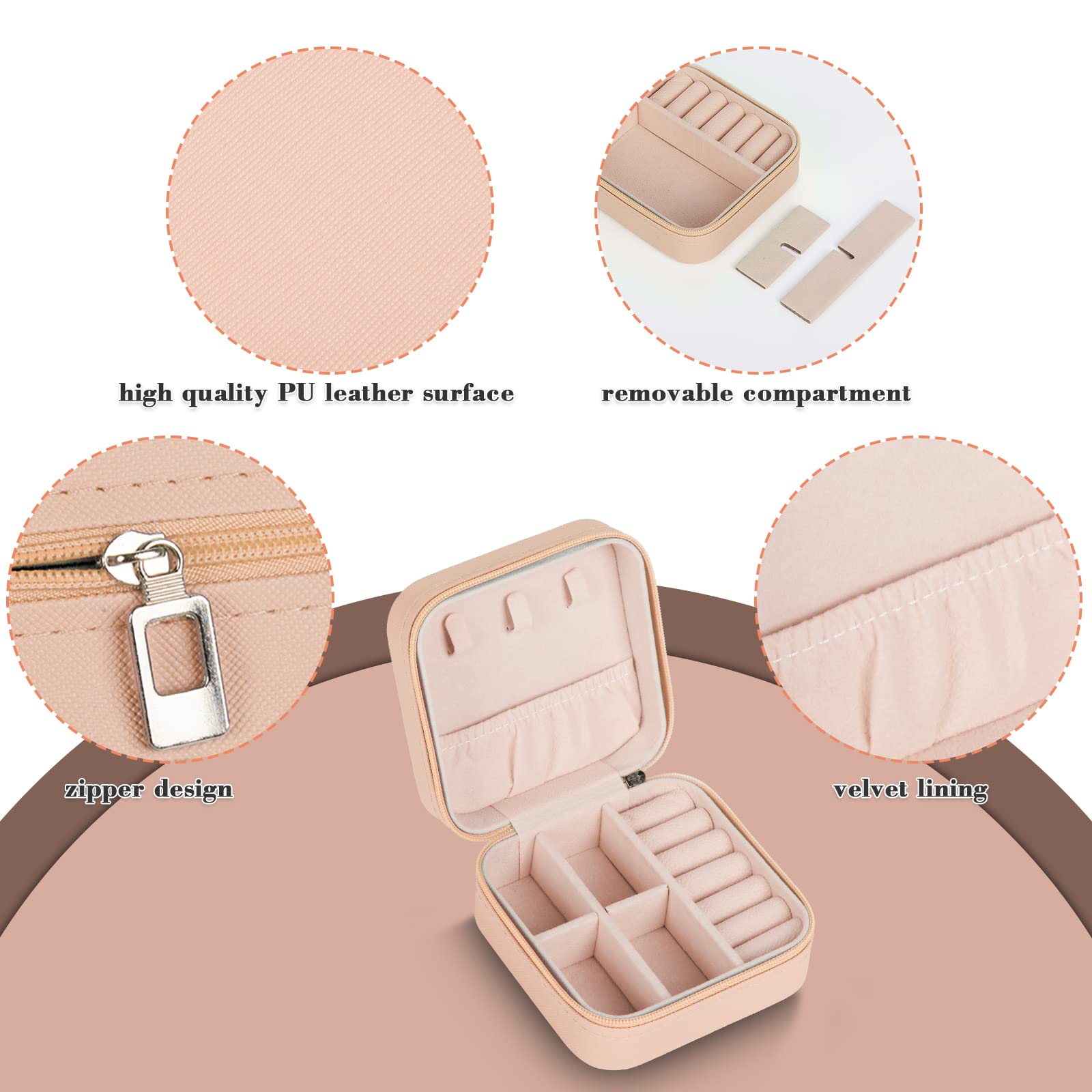 Eucomir Mini Portable Jewelry Box Organizer for Women - PU Leather Travel Jewelry Display Case with Lotus Design - Perfect Gift for Girls, Mothers & Daughters - Ideal for Travel, Home Storage & Gift Giving