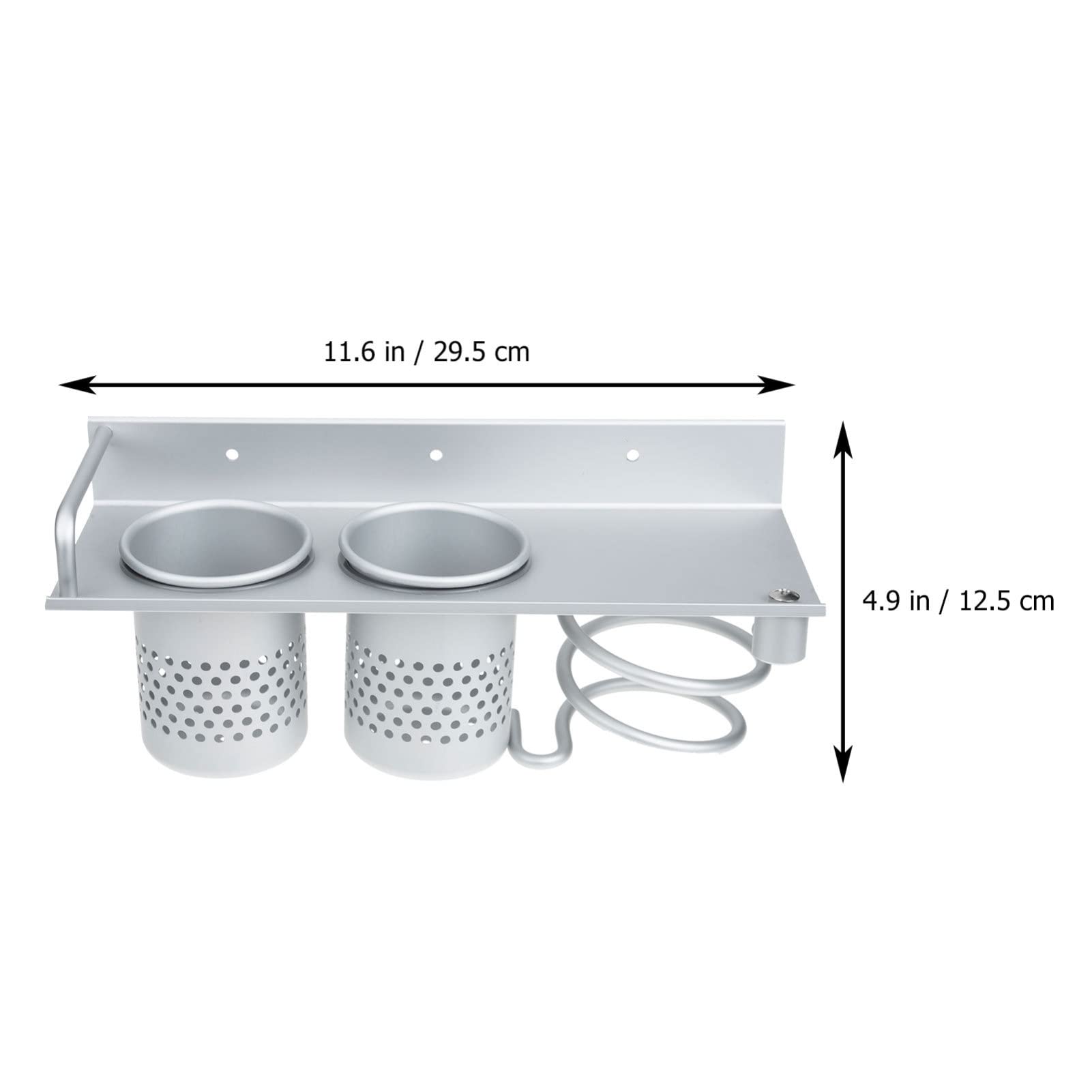 Cabilock Wall Mounted Hair Tool Organizer - Comb Shelf, Blow Dryer Holder & Bathroom Storage for Brushes, Styling Tools & Accessories - Space Saving Aluminum Decor (Perfect for Small Bathrooms & Vanities)