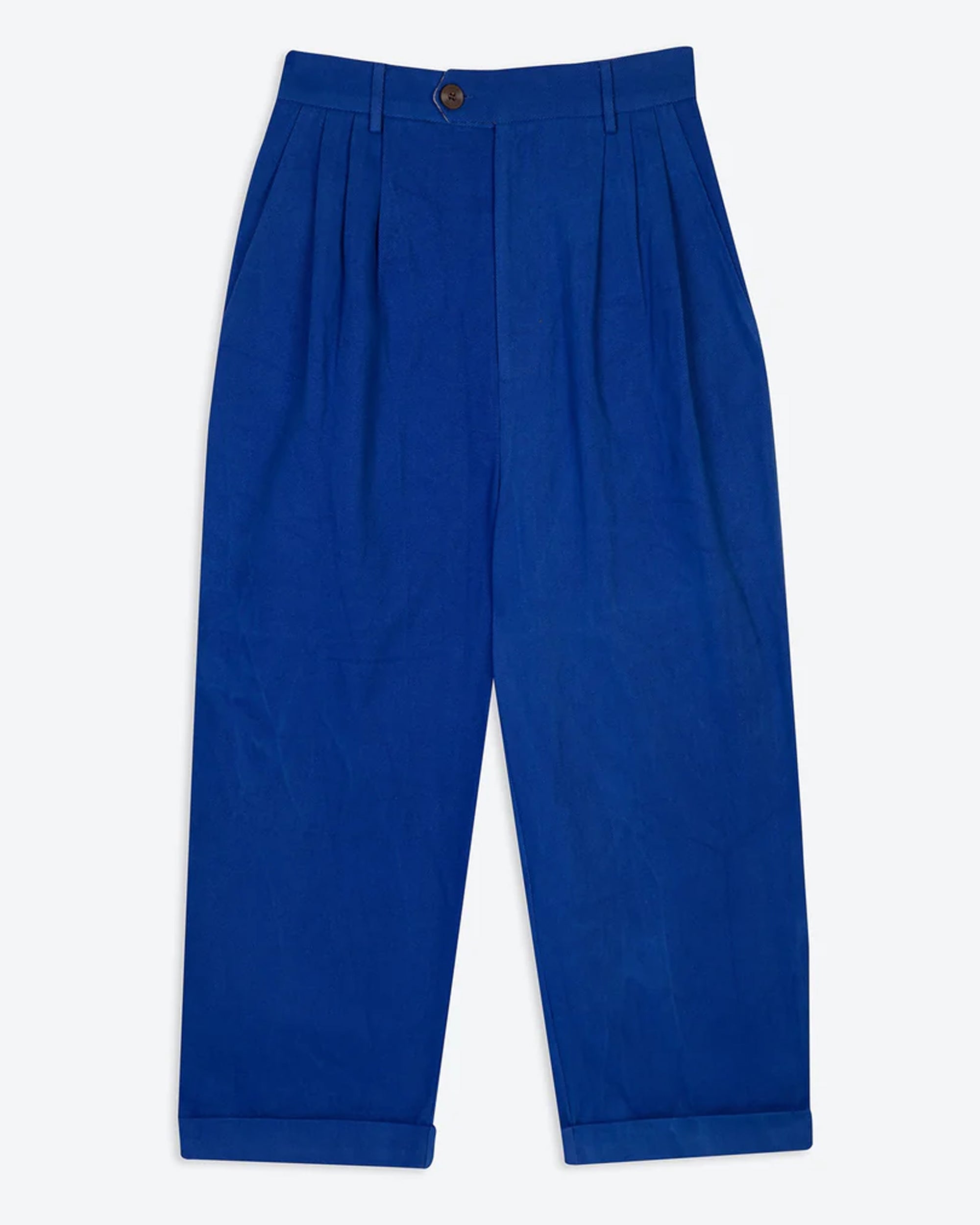 Premium Lowie Drill Cobalt Pleat Front Trousers for Men - Comfortable Work Pants for Office, Business Casual & Professional Wear