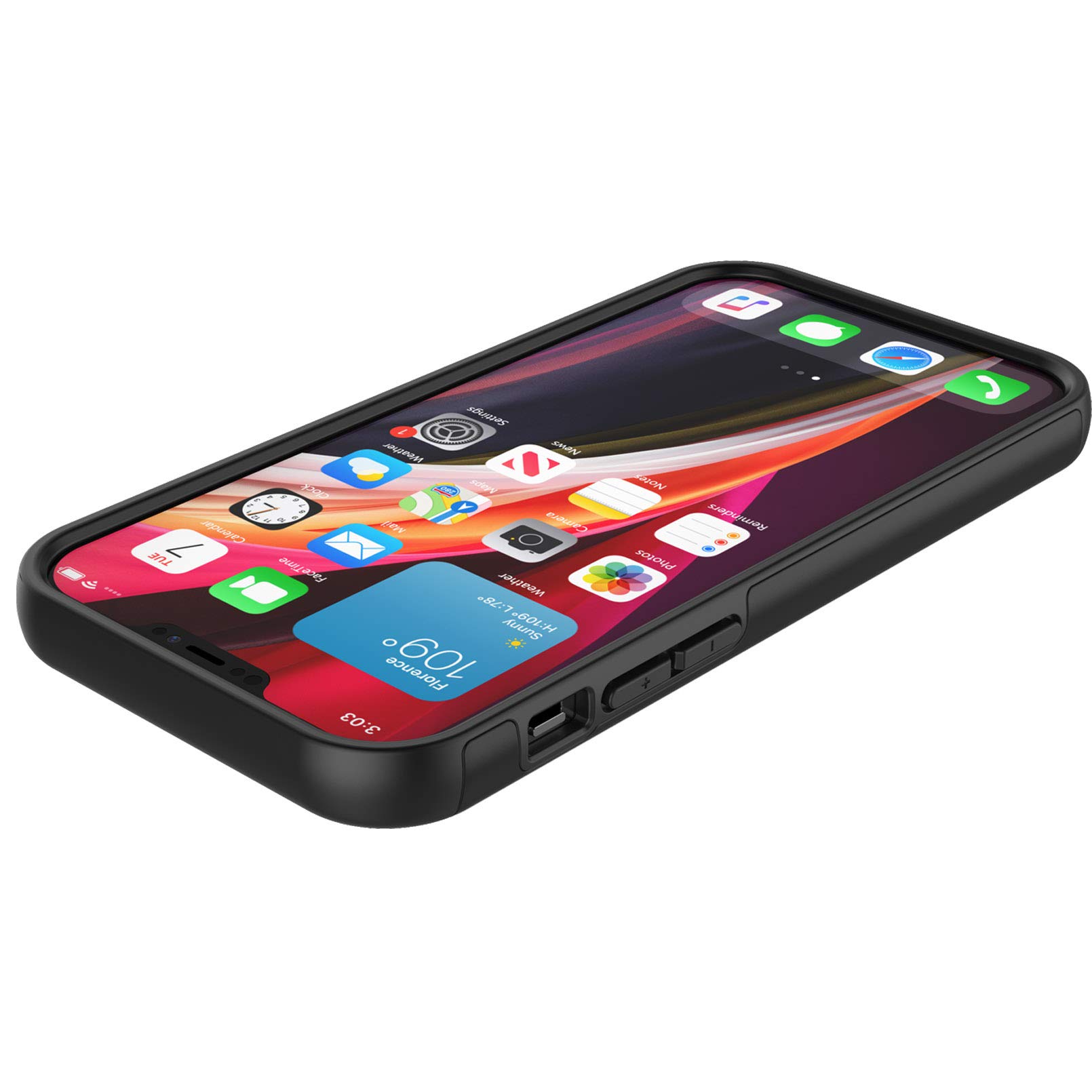 Tekcoo Tmajor Series Shockproof iPhone 12 Pro Max Case (6.7 inch) - Rugged Hard Plastic Protective Cover with Anti-Slip Grip & Scratch Resistant Design - Perfect for Outdoor Activities, Work & Daily Use (Black)
