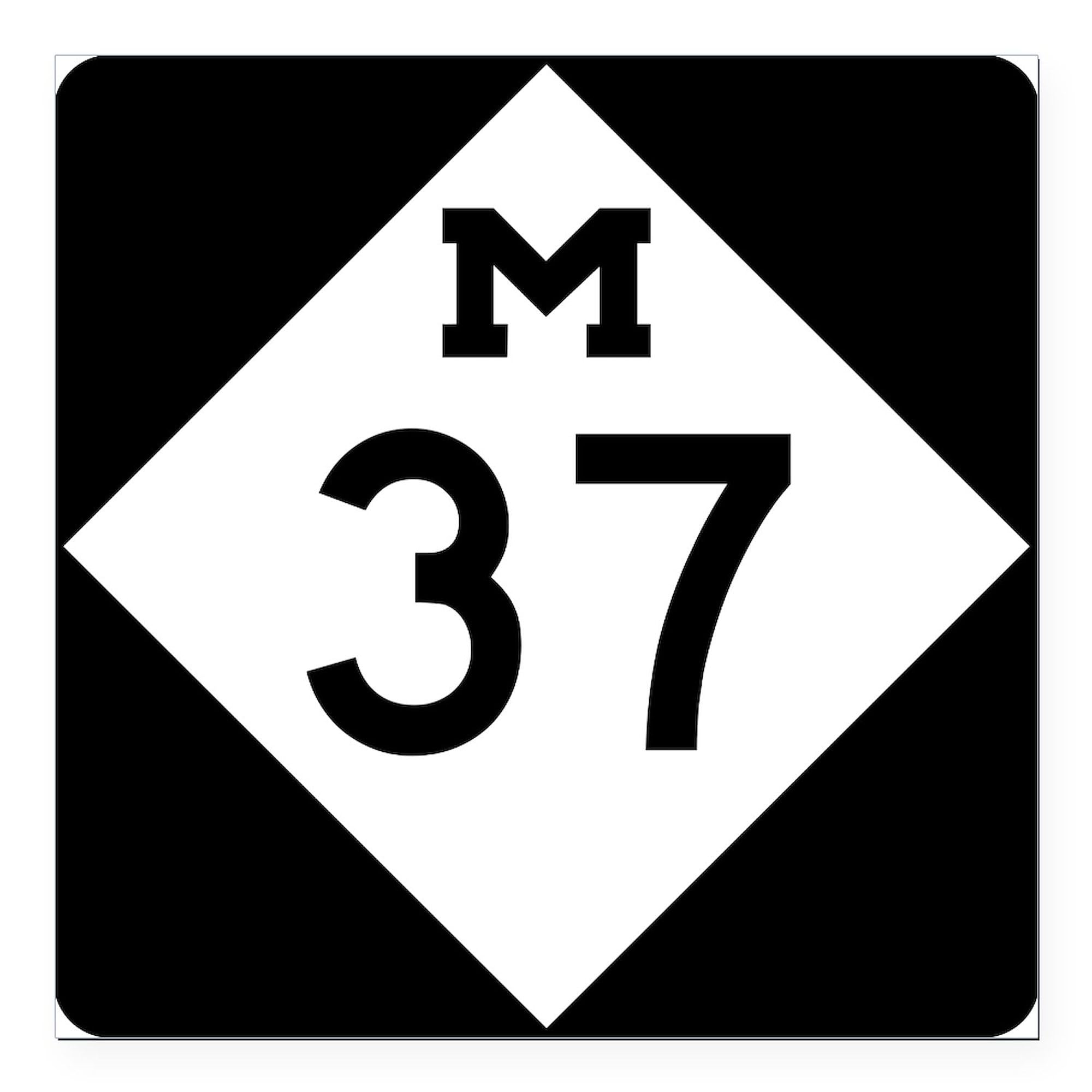 Highway M 37 Square Car Magnet 3x3 Inch - Strong Magnetic Bumper Sticker for Cars, Trucks & Vehicles - Perfect for Road Trips, Commuting & Showing Support