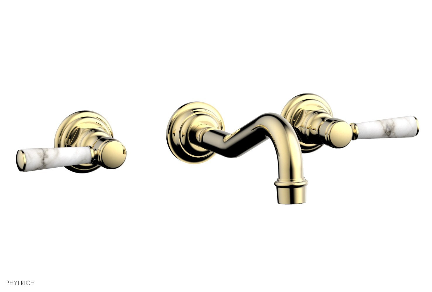 HENRI Wall Lavatory Set - White Marble Lever Handles 161 13 | Modern Bathroom Faucet & Sink Handle Set | Perfect for Bathroom Renovation & Luxury Home Decor