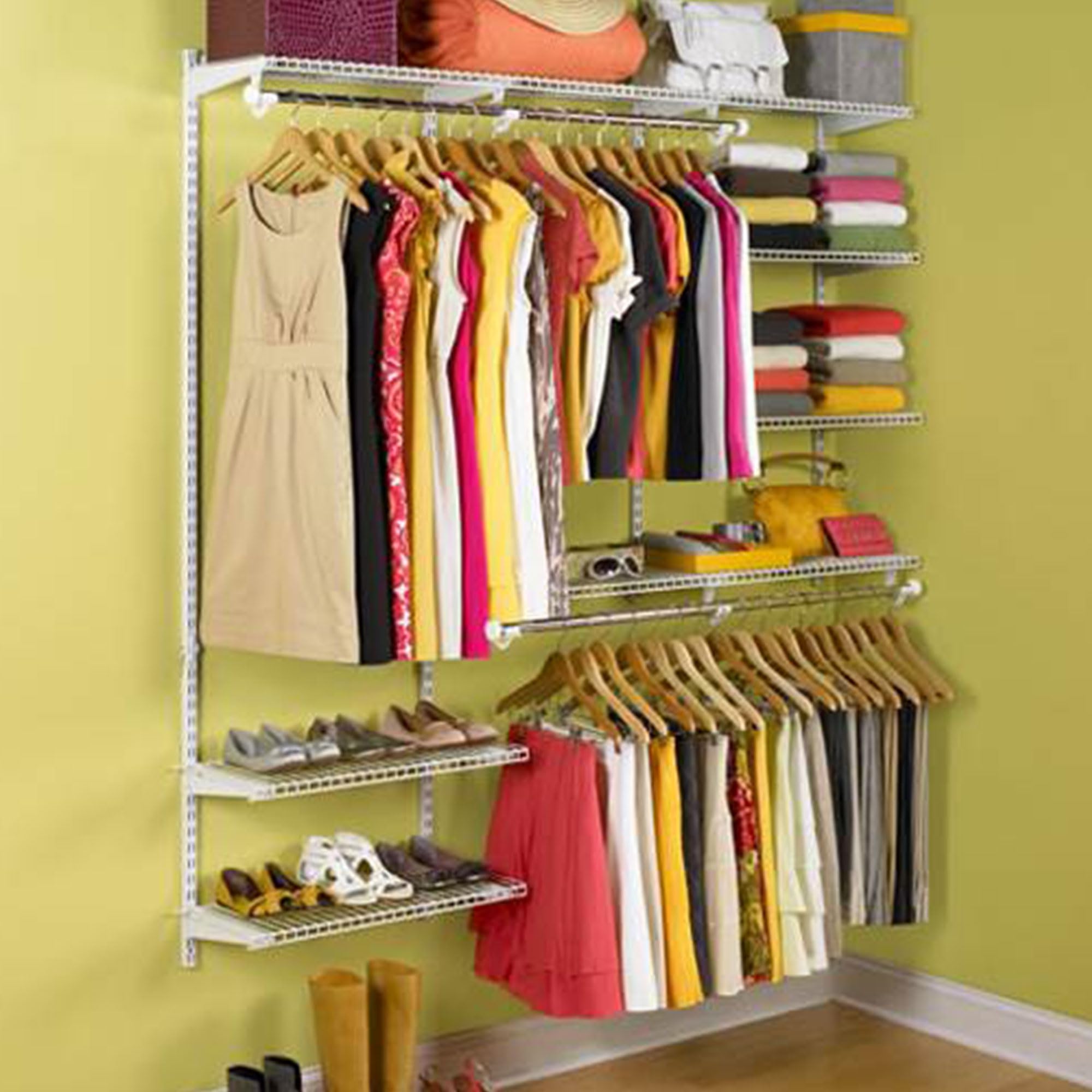 Rubbermaid Configurations Deluxe Custom Closet Kit - 3-6 Ft Adjustable Metal Wire Shelving System in White | Expandable Storage Organizer with Hardware Included | Perfect for Home Closet, Pantry, Laundry Room & Mudroom Organization