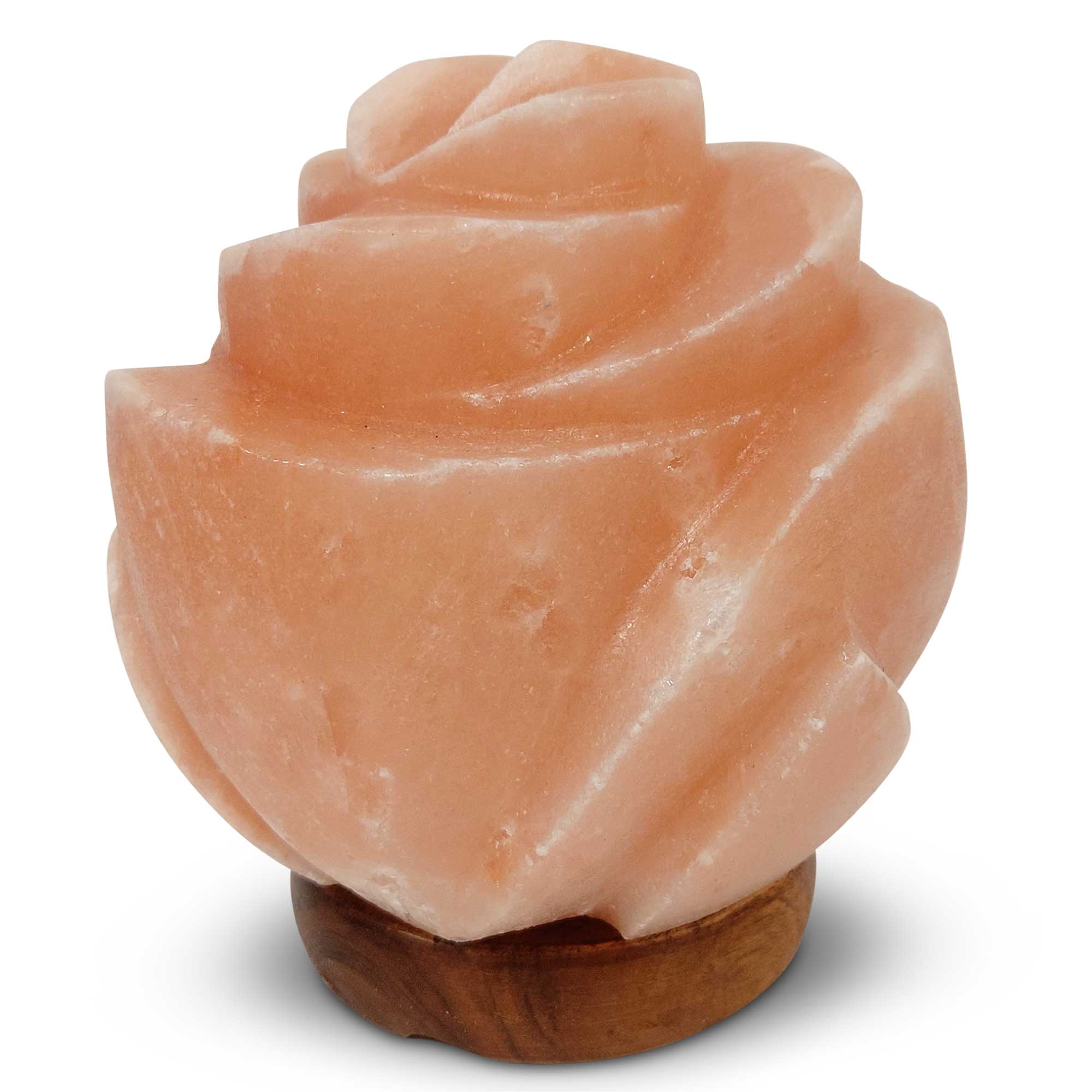 12V 12W Himalayan Pink Salt Lamp - Hand Carved Flower Rock Crystal Night Light with On/Off Switch | Natural Air Purifier for Bedroom, Yoga Studio & Meditation Room Decor