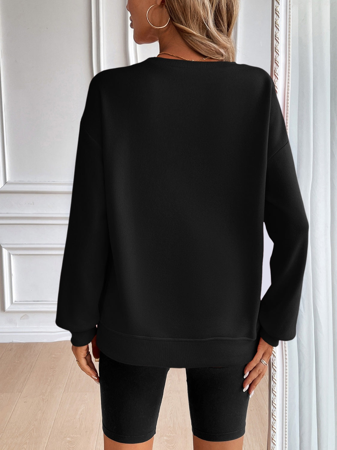 Ivy Lane Women's Round Neck Long Sleeve Sweatshirt - Soft Casual Pullover for Fall & Winter, Perfect for Coffee Dates, Work from Home & Weekend Outfits