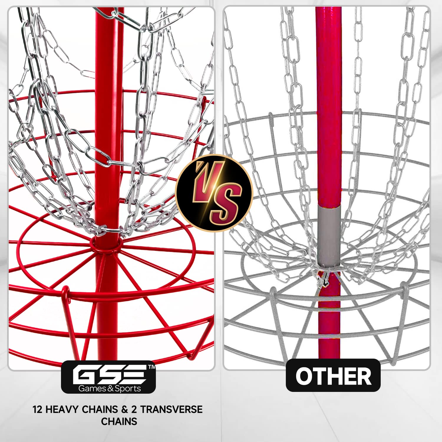 GSE PRO Portable Disc Golf Target Basket - 12 or 24 Chain Metal Practice Basket for Outdoor Disc Golf Training | Perfect for Backyard, Park & Tournament Practice