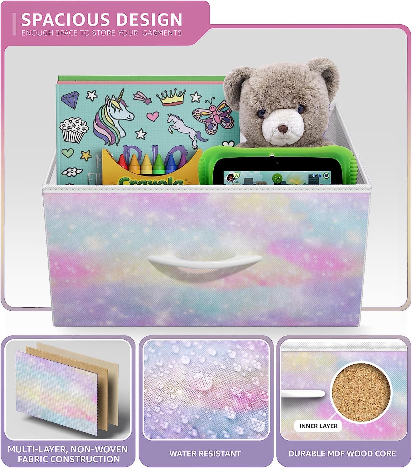 Sorbus 6-Drawer Kids Dresser with Wood Top & Tie-Dye Fabric Bins - Sturdy Steel Frame Storage Organizer for Bedroom, Nursery, Closet - Perfect for Clothes, Toys & Baby Essentials Organization