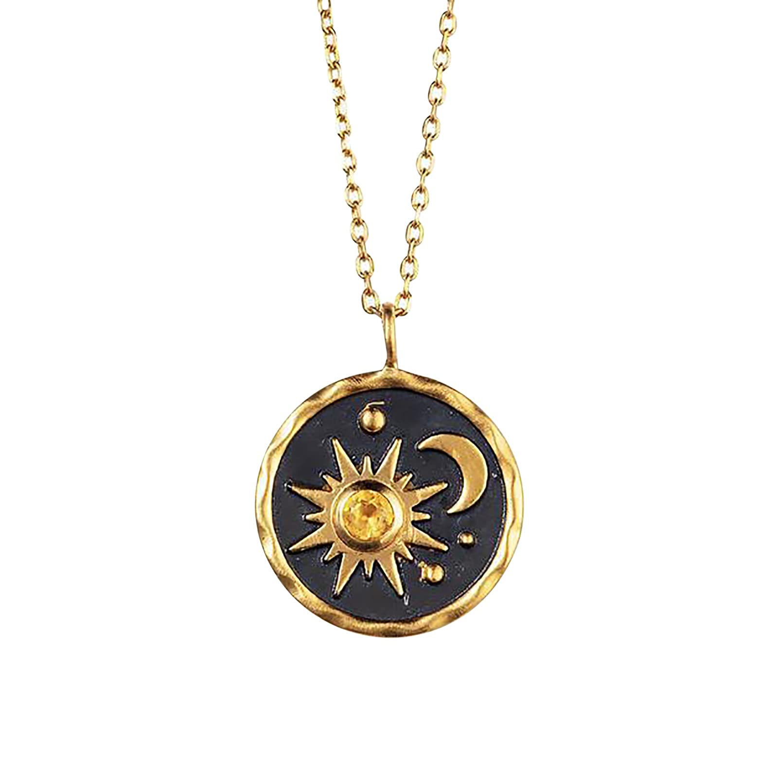 Vintage Silver Moon and Sun Necklace for Women - Elegant Personalized Jewelry for Everyday Wear, Gifts & Special Occasions