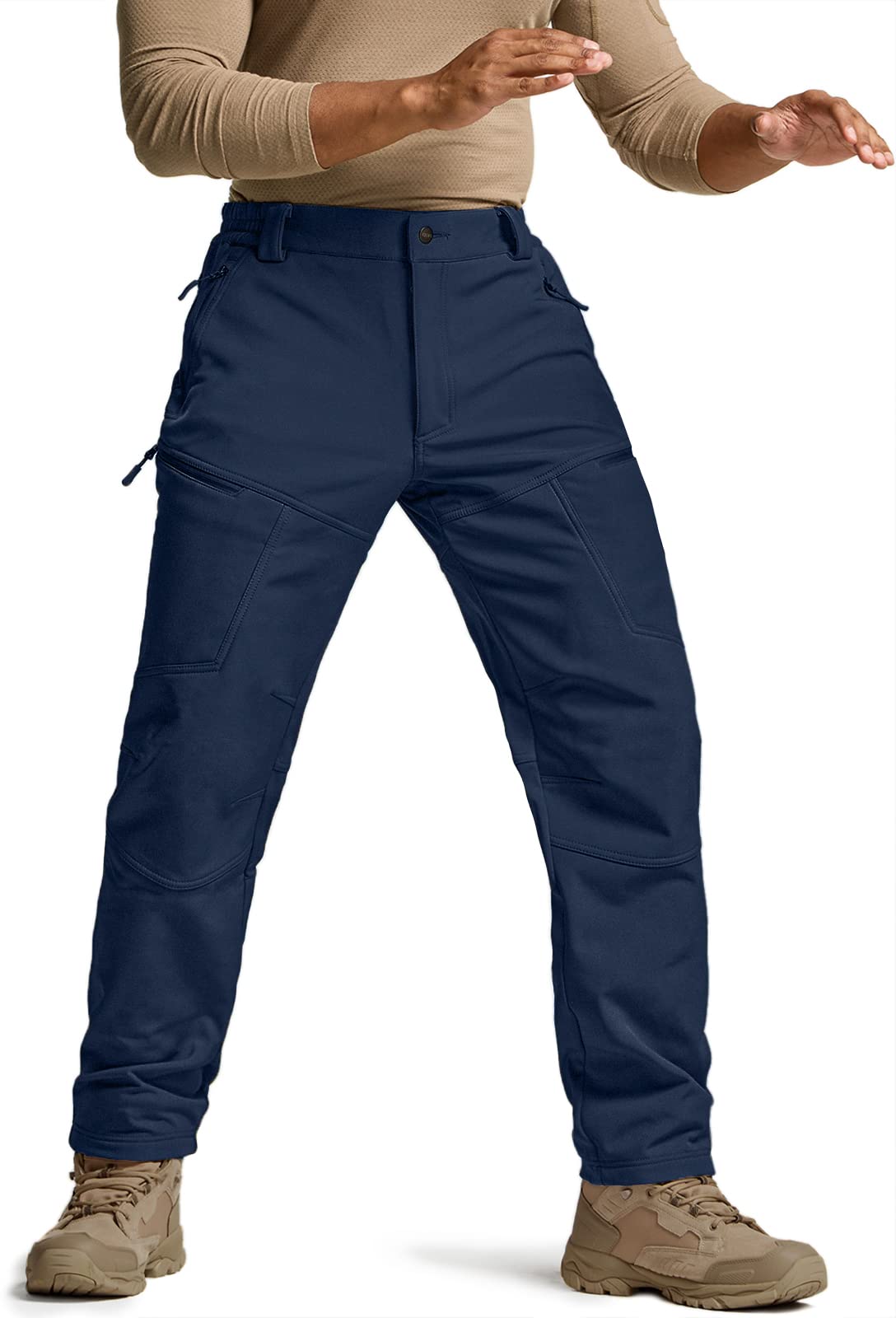 CQR Men's Winter Tactical Pants - Fleece Lined Outdoor Cargo Pants for Skiing, Snow & Hiking | Waterproof Cold Weather Work Pants for Hunting, Camping & Winter Sports