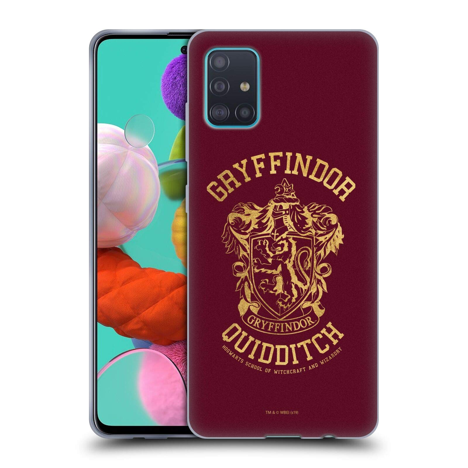 Harry Potter Gryffindor Quidditch Deathly Hallows Soft Gel Case for Samsung Galaxy A51 (2019) - Officially Licensed Protective Phone Cover for Fans & Daily Use