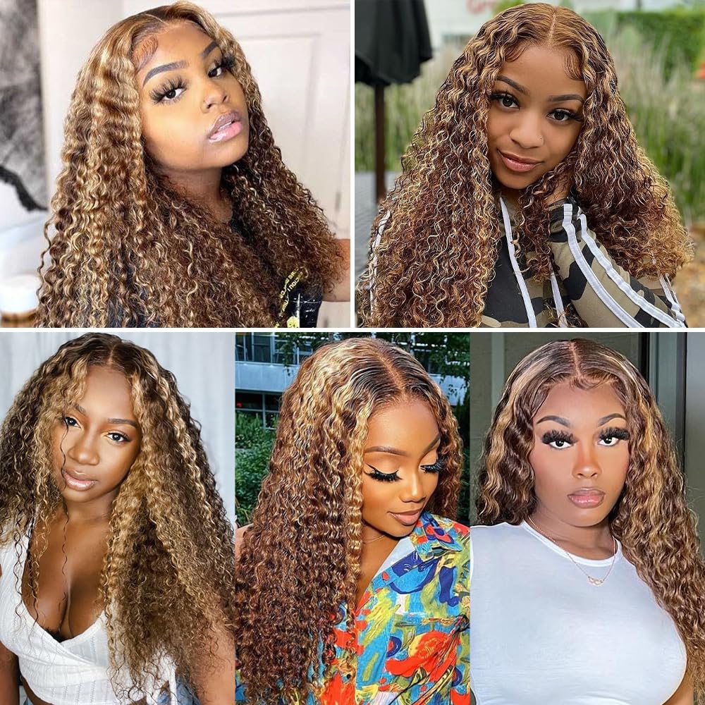 5x5 HD Lace Glueless Curly Human Hair Wig for Black Women - Preplucked Honey Blonde Wet & Wavy Wear & Go Wig for Beginners | Perfect for Daily Wear, Parties & Protective Styling