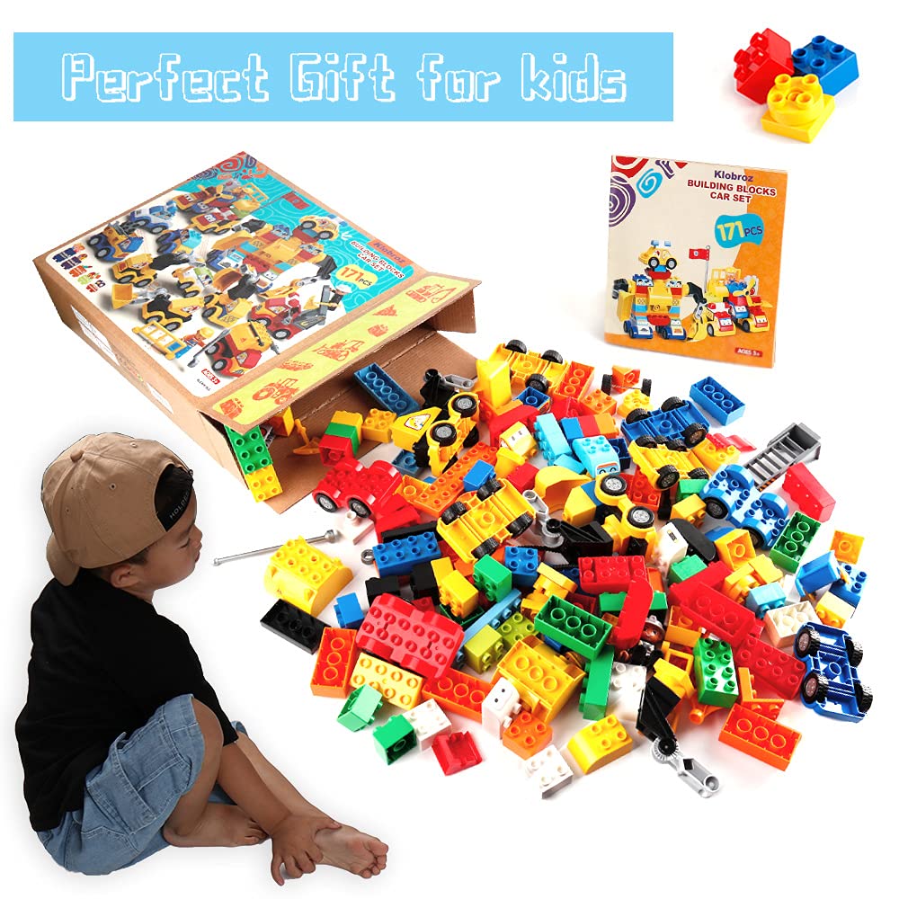 **171-Piece Toddler Building Blocks Set - Large Bricks Compatible with Major Brands | STEM Educational Toys for Kids Ages 2-5 | Creative Play, Learning & Car Construction Fun**