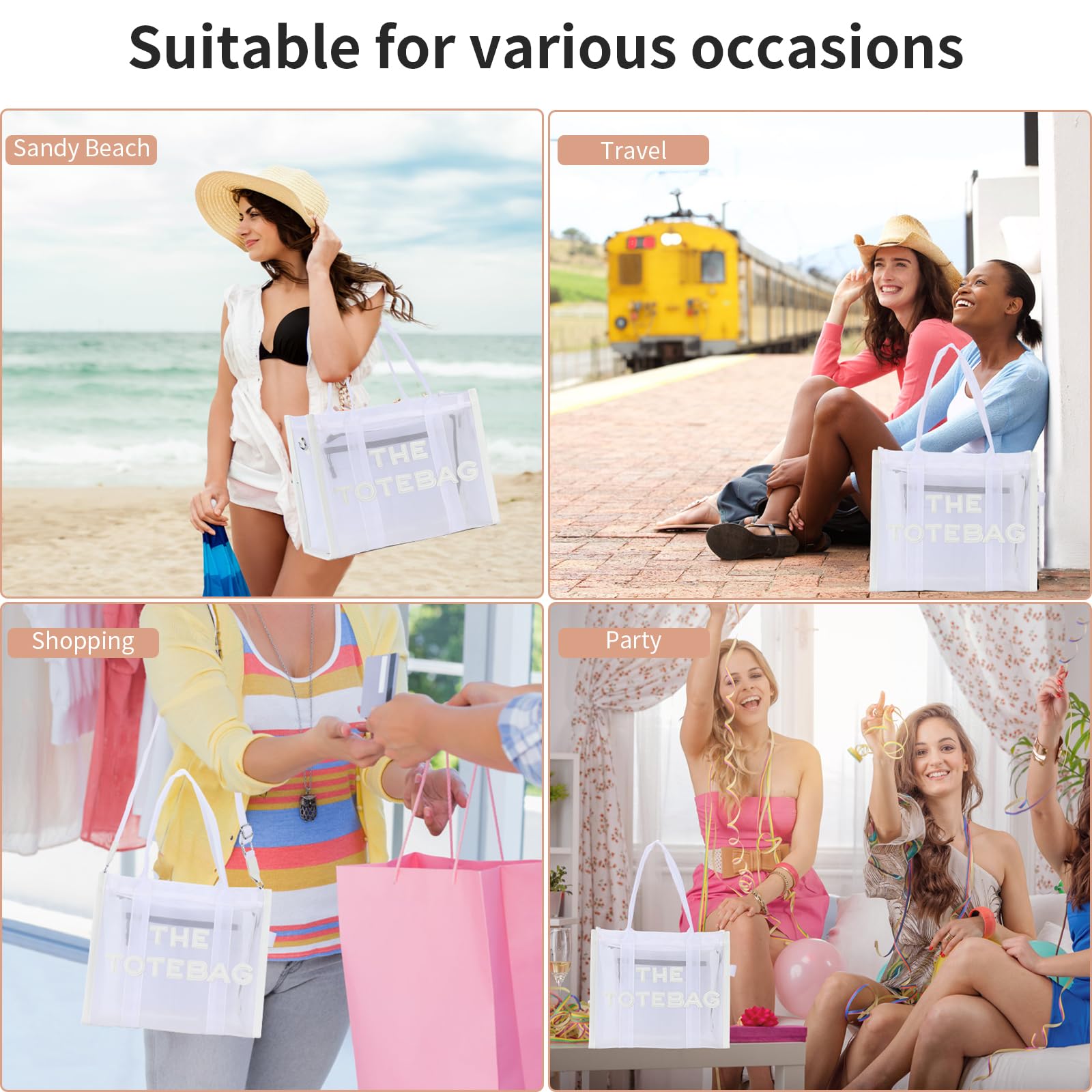 Women's Mesh Beach Tote Bag with Zipper - Summer Vacation Crossbody Handbag (Black) for Beach & Travel