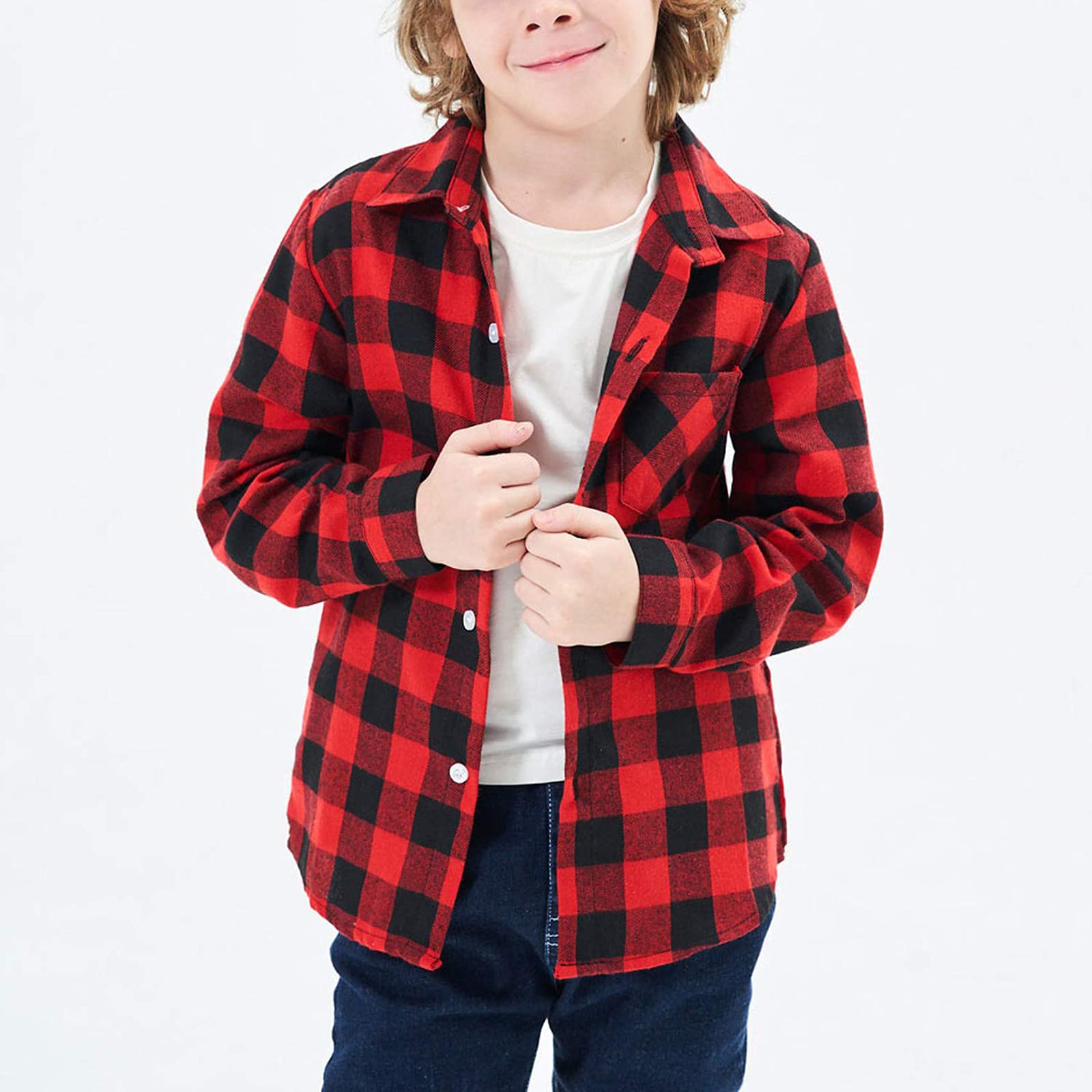 Boys & Girls Plaid Flannel Shirts - Long Sleeve Button Down Dress Shirts for Kids 2T-8T | School, Playdates & Family Outings