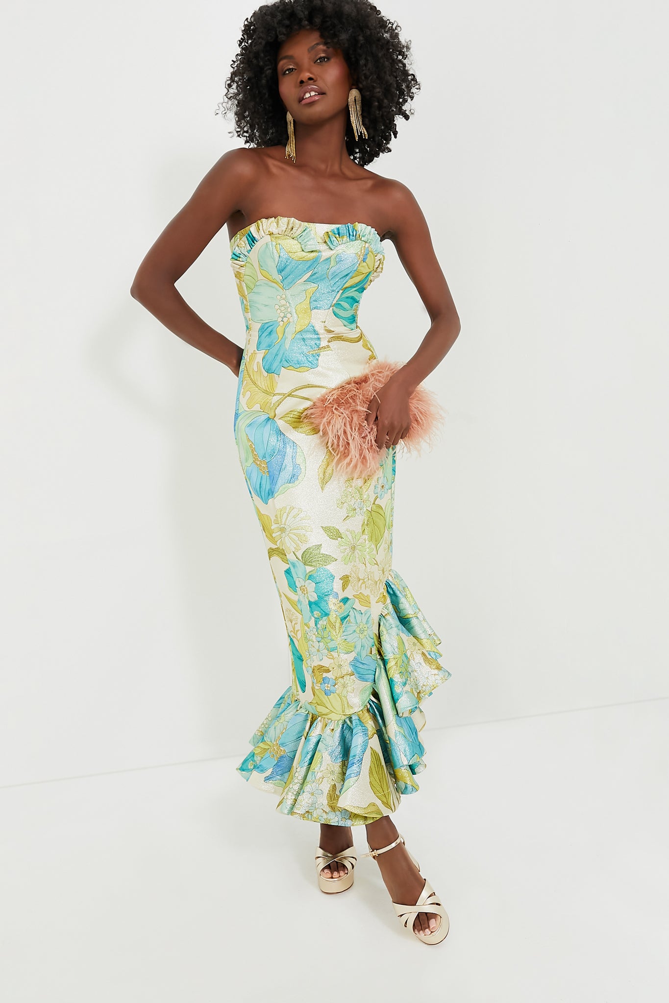 Blue Janis Strapless Midi Dress for Women - Elegant Summer Beach Wedding Party Cocktail Dress | Perfect for Vacations, Date Nights & Special Occasions