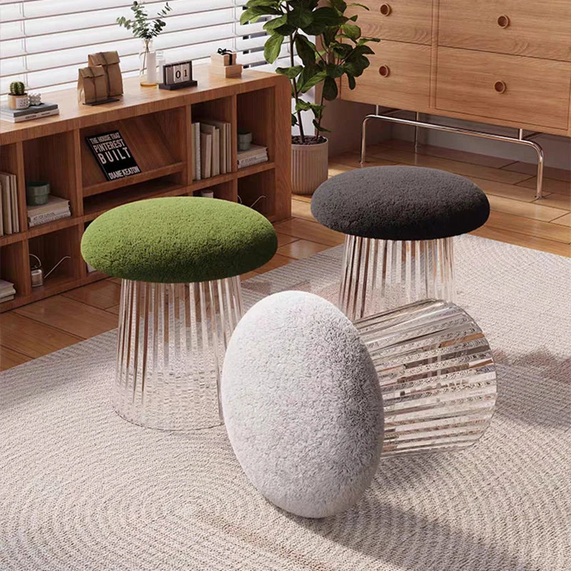 Nordic Mushroom Acrylic Stool - Modern Mushroom-Shaped Side Table for Living Room, Bedroom, or Kids Room - Durable Acrylic Furniture for Home Decor