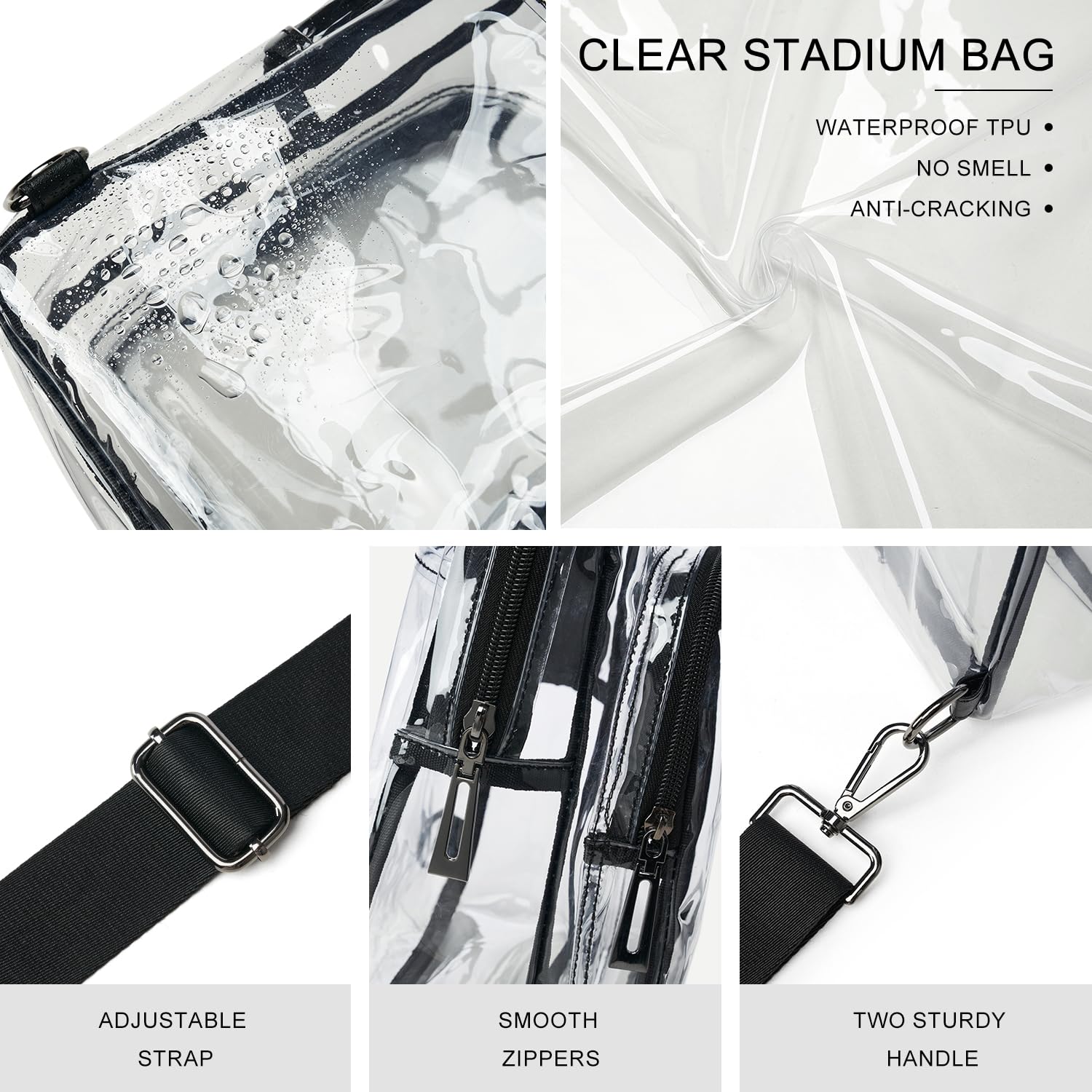 Clear Stadium Bag for Concerts & Events - Transparent Crossbody Purse for Women - Perfect for Sports Games, Music Festivals & Theme Parks