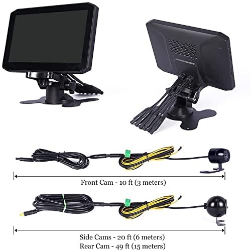 VSYSTO 7.0'' Truck Backup Camera System - 4 Channel HD 1080P Front, Side & Rear View Camera Kit with GPS, Night Vision for Semi Trucks, Trailers, RVs - Parking Monitoring & Safety Driving Assistance