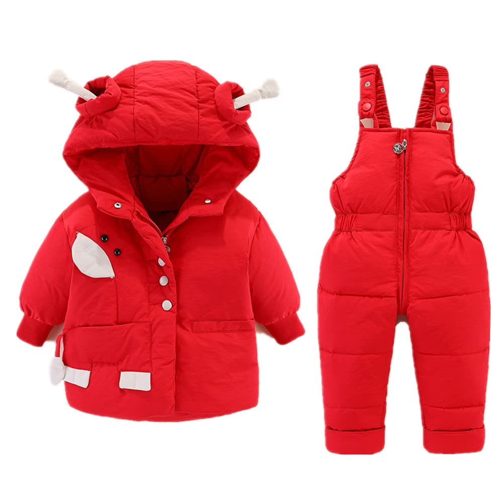 Cylele Mgg Winter Baby Snowsuit Set - 2PCS Warm Duck Down Jacket & Jumpsuit for Toddler Boys & Girls | Outdoor Snow Play, Cold Weather Protection