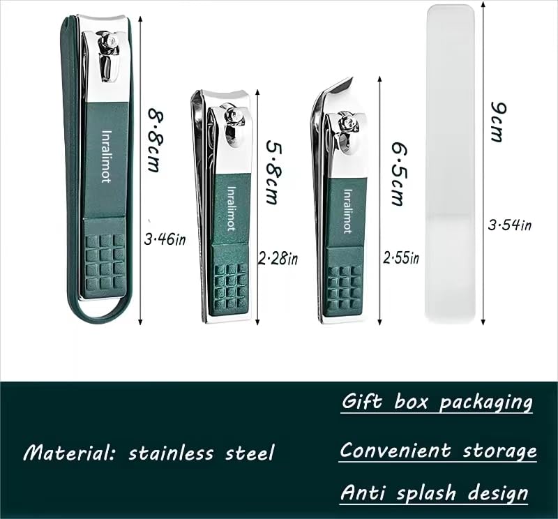 Premium Nail Clipper Set for Adults - Professional Stainless Steel Toenail & Fingernail Clippers with Splash-Proof Case | Perfect for Travel, Home, Salon & Pedicure Care | Unisex Grooming Kit
