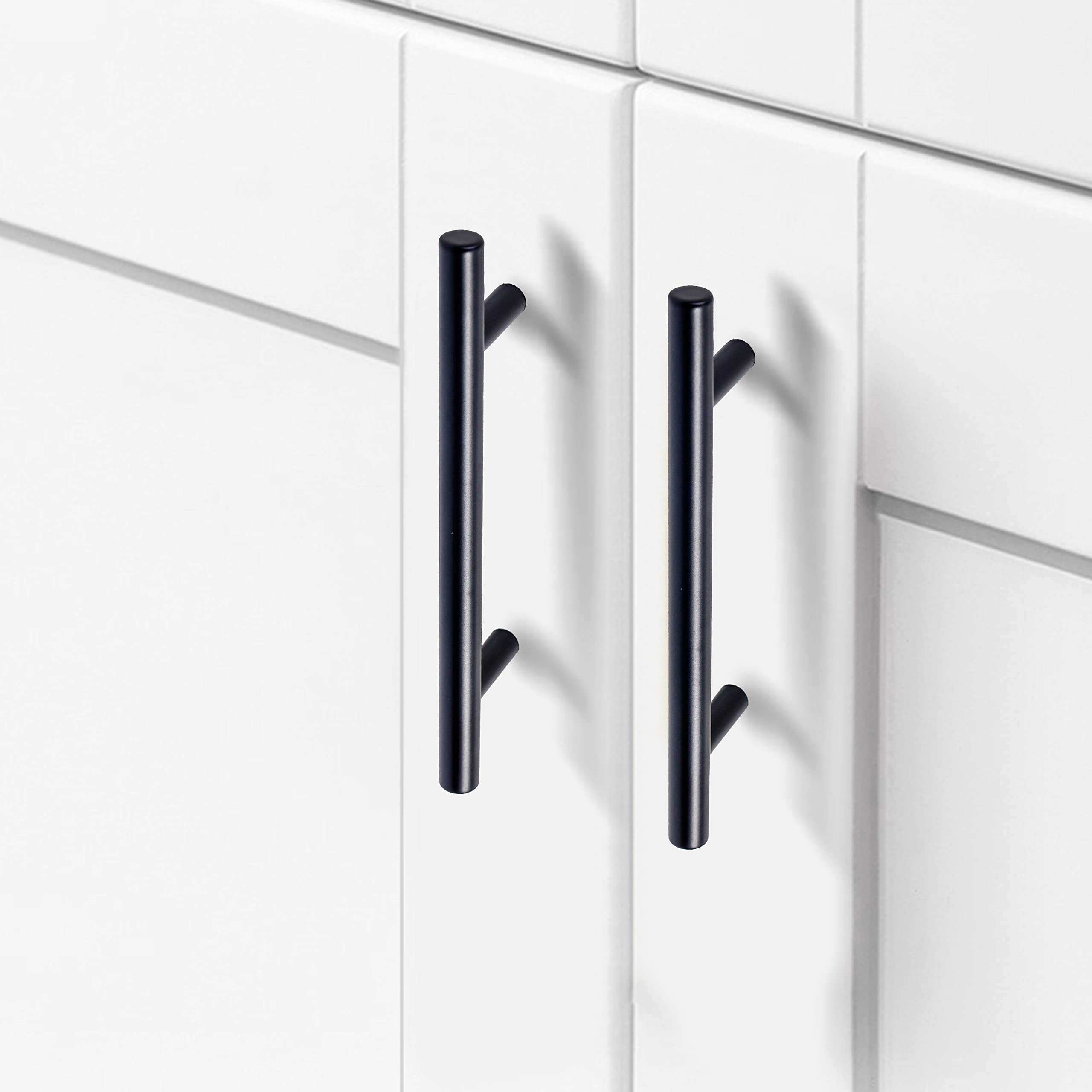 8 Pack Matte Black Kitchen Cabinet Handles - 5.9 Inch Modern Drawer Pulls for Cabinets, Dressers & Bathroom Doors (3-4/5