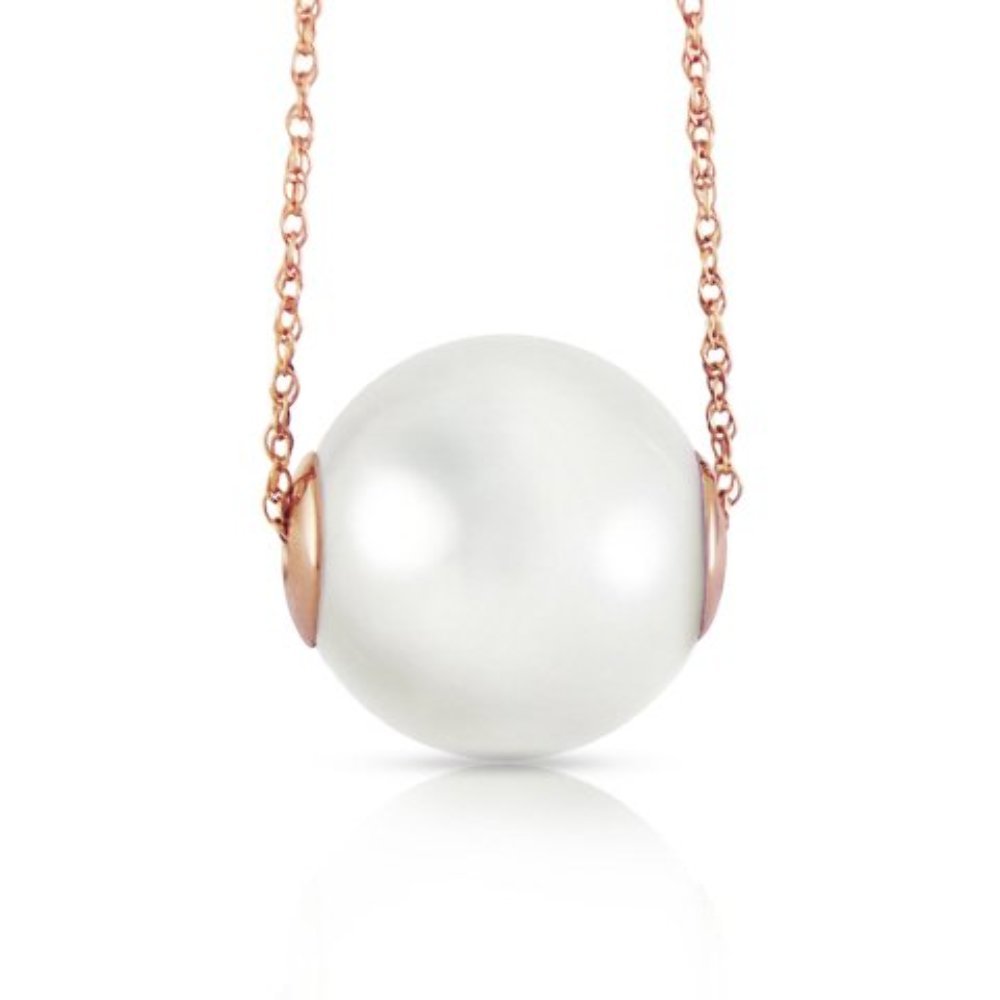 14K Rose Gold Necklace with 16mm White Shell Pearl - Elegant Galaxy Gold GG Jewelry for Women, Perfect for Weddings, Parties & Special Occasions
