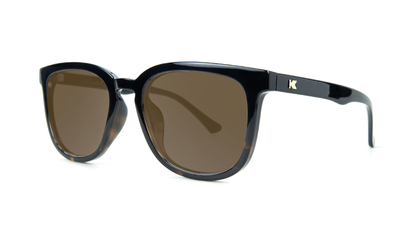 Premium Paso Robles Glossy Black & Tortoise Shell Fade Amber Sunglasses - Stylish UV Protection for Driving, Beach & Outdoor Activities